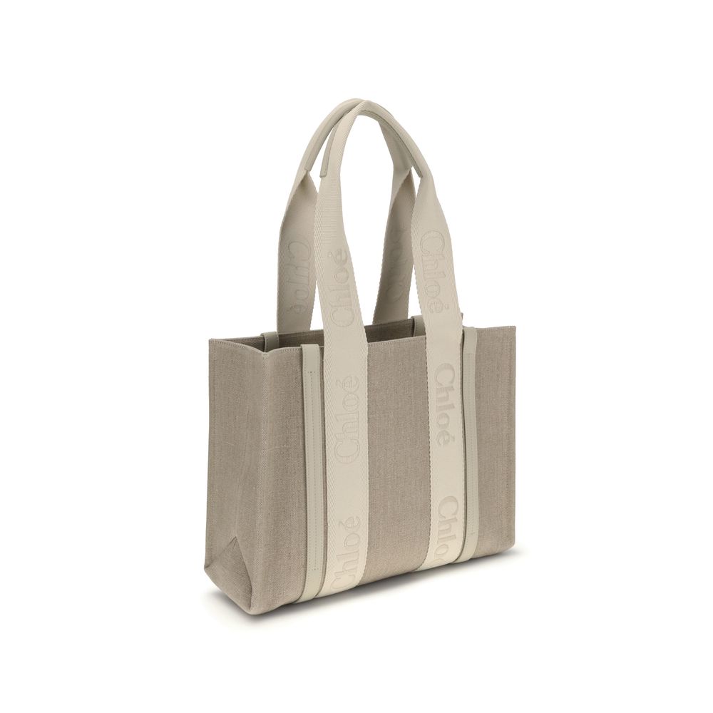 Chloé Beige Linen Shoulder Bag