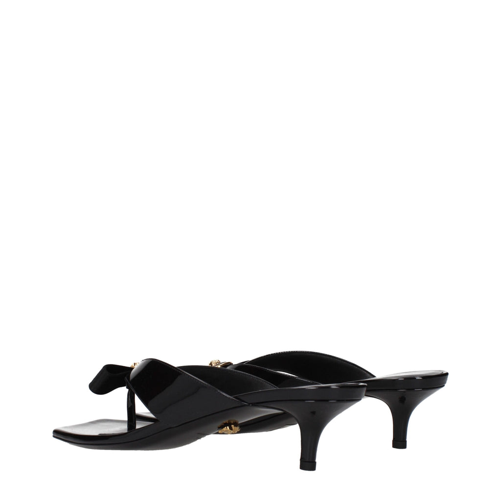 Versace Black Leather Stiletto Heel Sandals