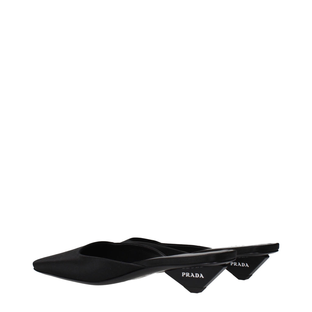 Prada Black Satin Flat Sandals