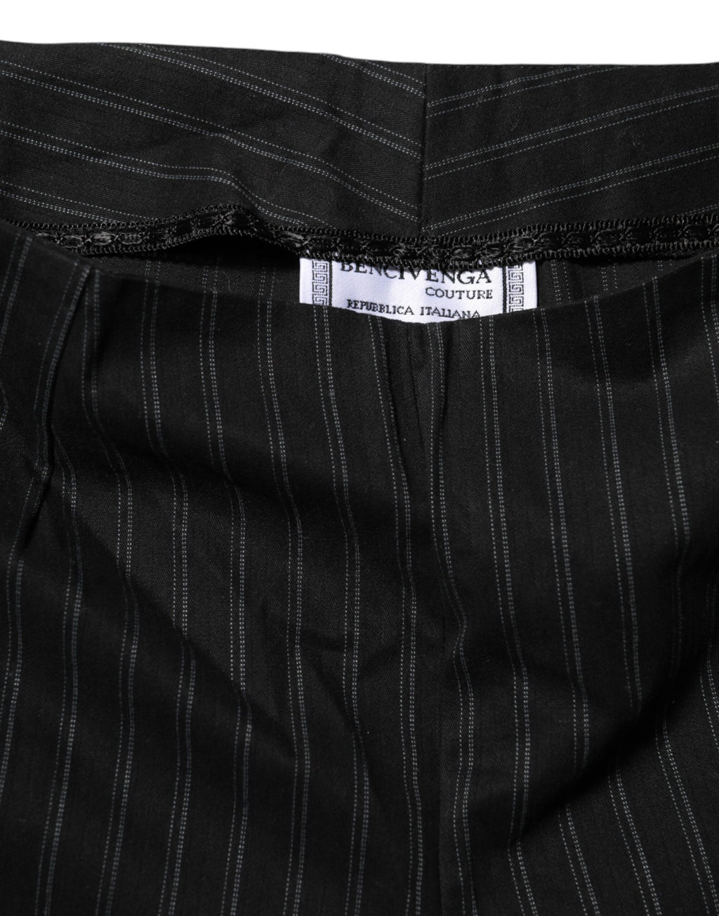 Pantalon droit BENCIVENGA en laine mélangée noire à rayures fines