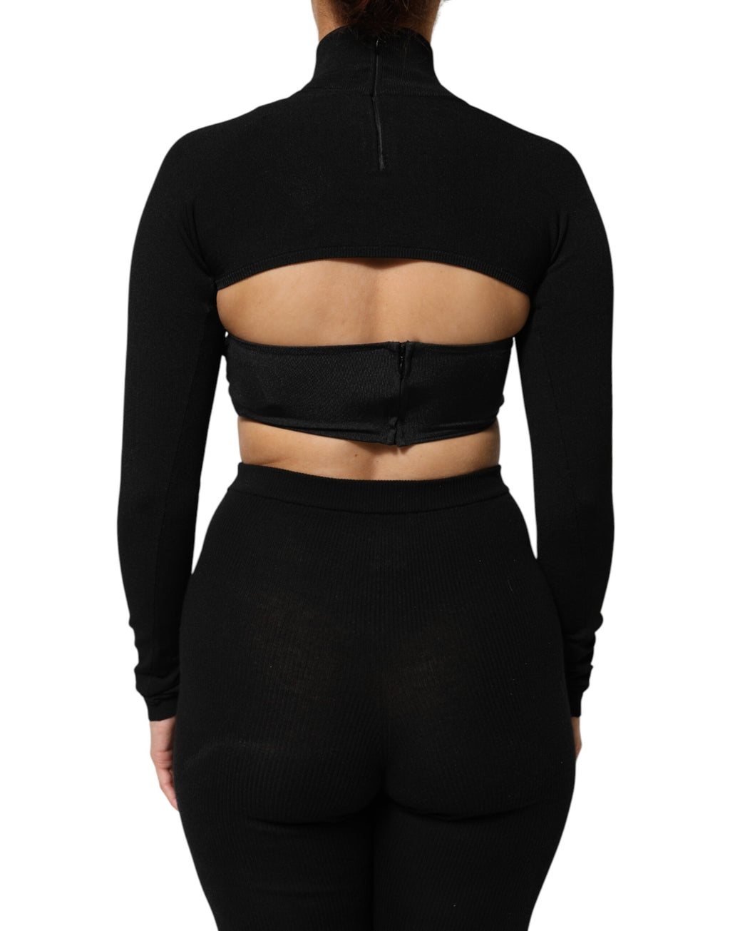 Haut court à col roulé en viscose noire Dolce & Gabbana