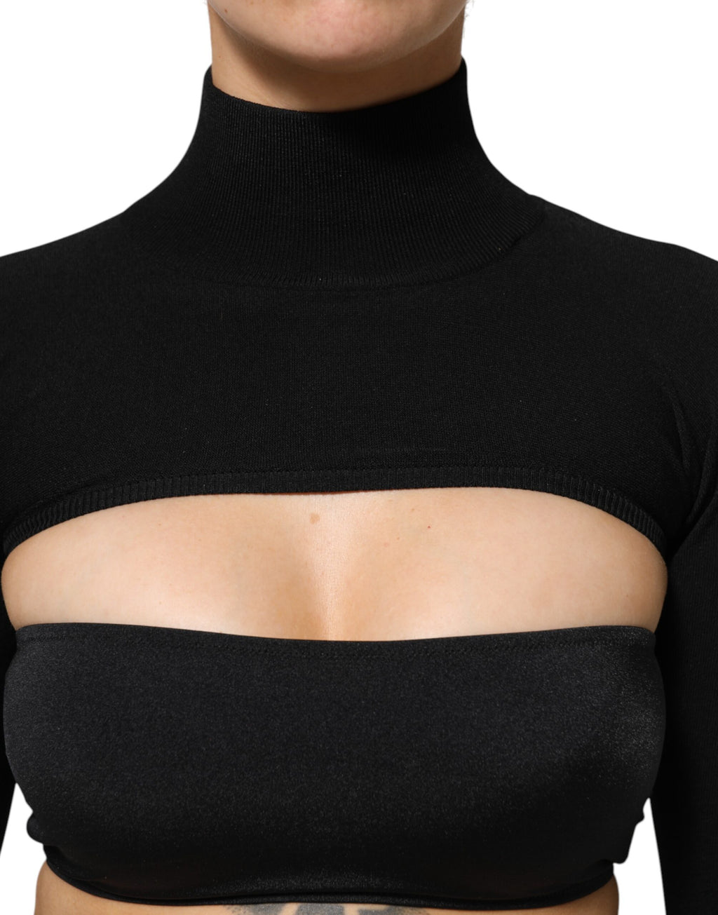 Haut court à col roulé en viscose noire Dolce & Gabbana