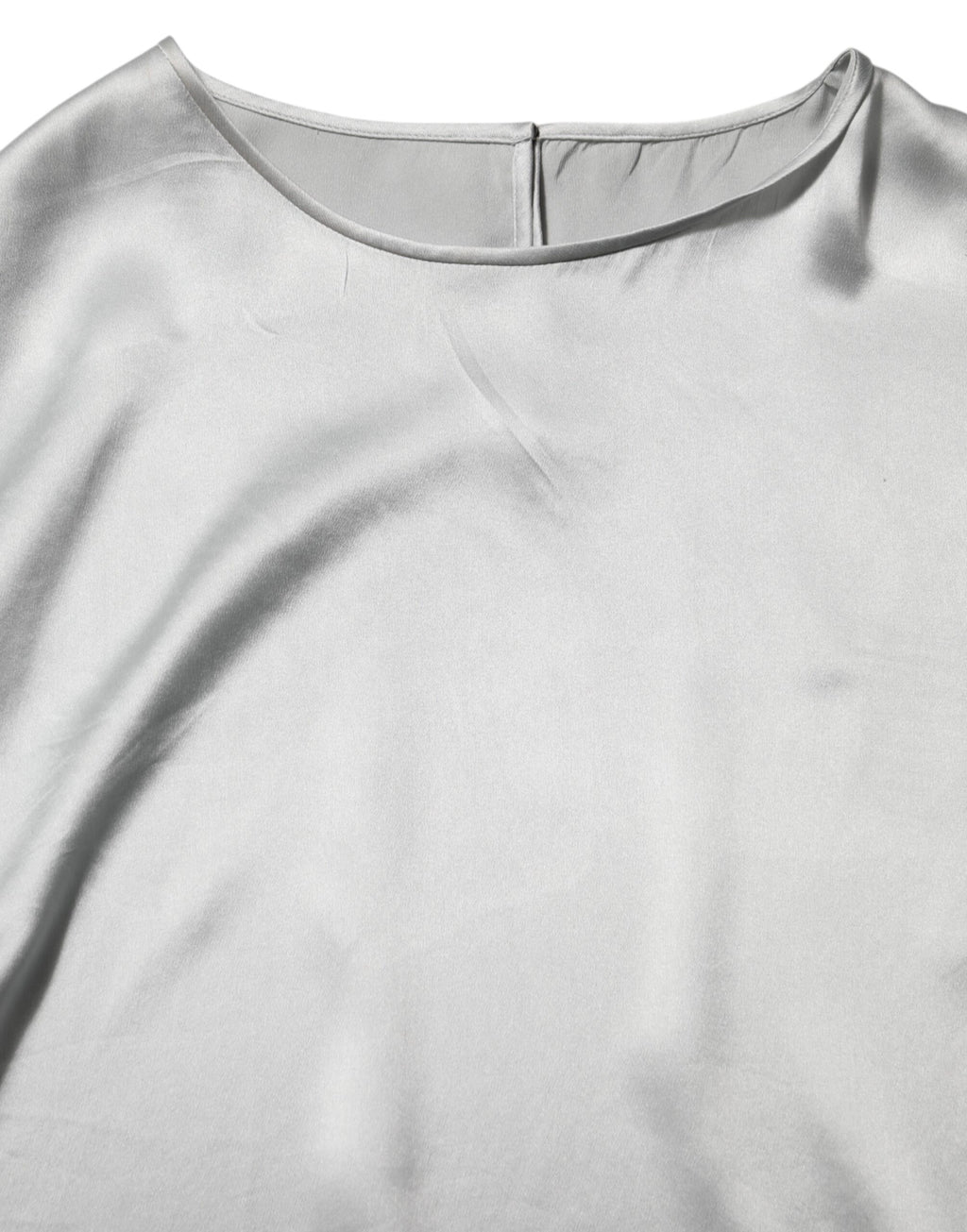 Haut à manches longues en satin de soie gris et dentelle florale Dolce & Gabbana
