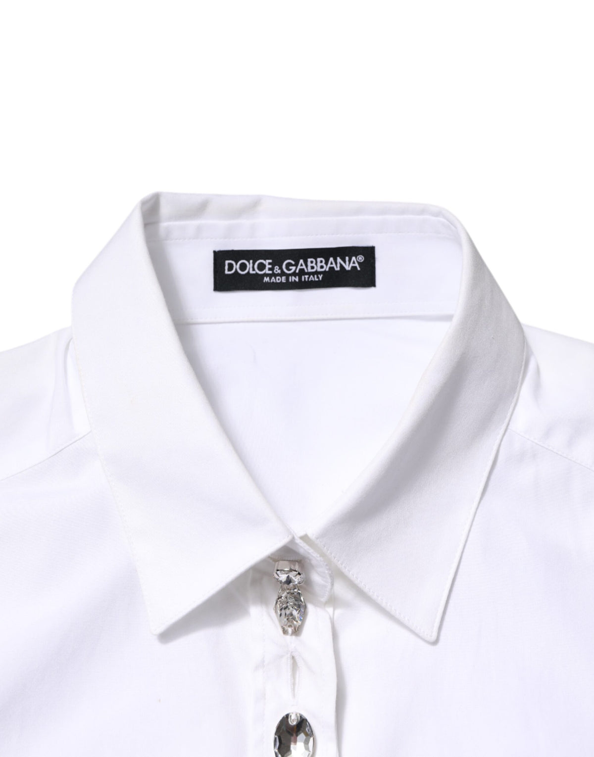 Dolce & Gabbana Weißes Hemd mit Kristallstickerei
