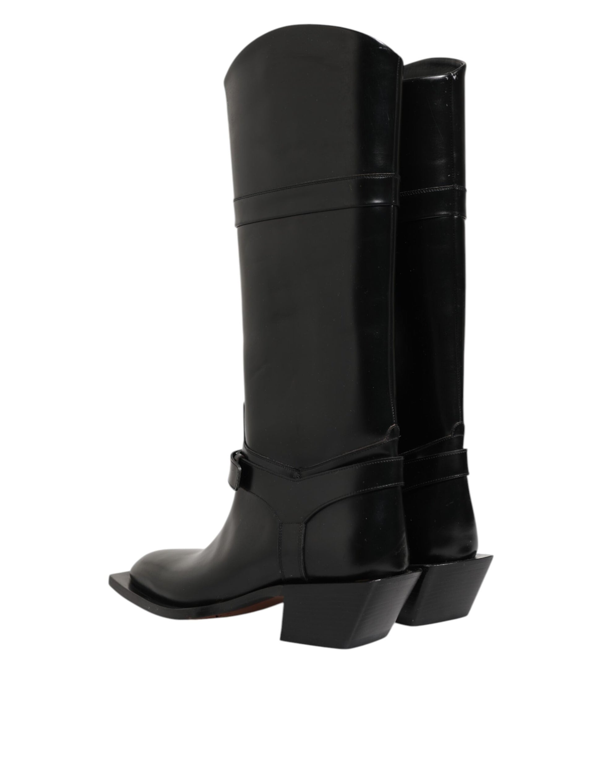 Bottes hautes Dolce & Gabbana noires avec logo et plaque
