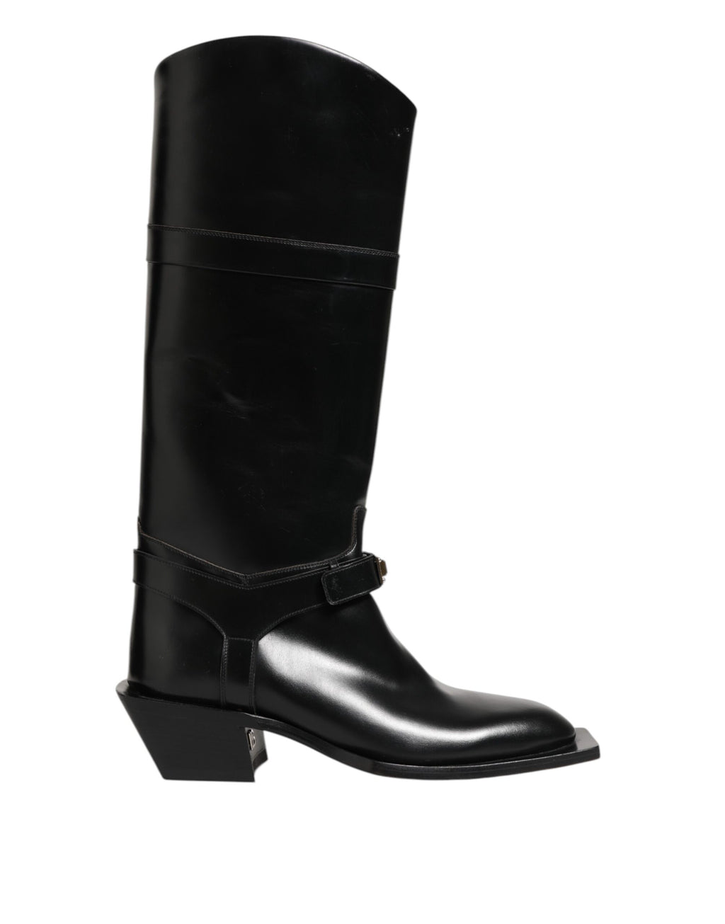 Bottes hautes Dolce & Gabbana noires avec logo et plaque