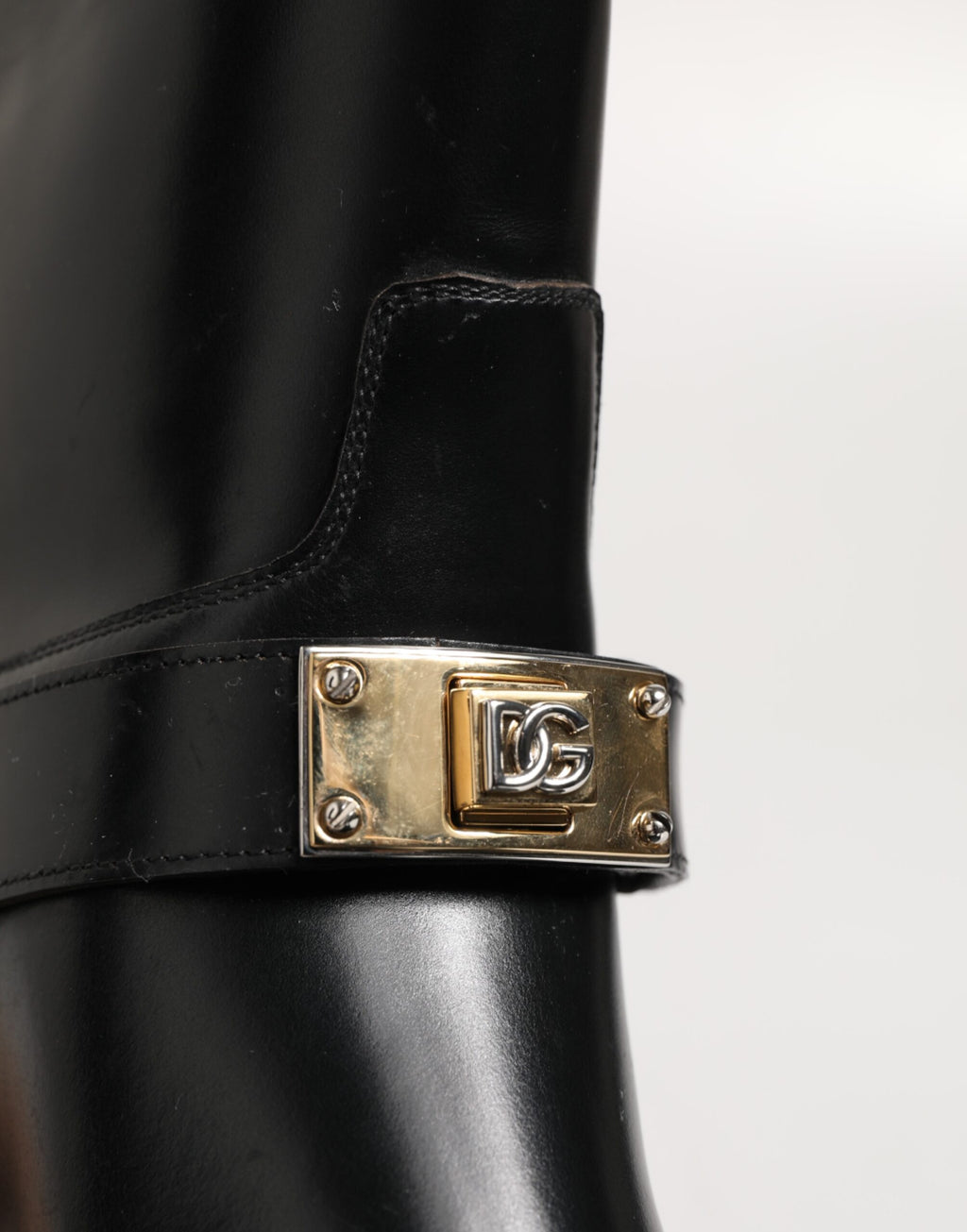 Bottes hautes Dolce & Gabbana noires avec logo et plaque