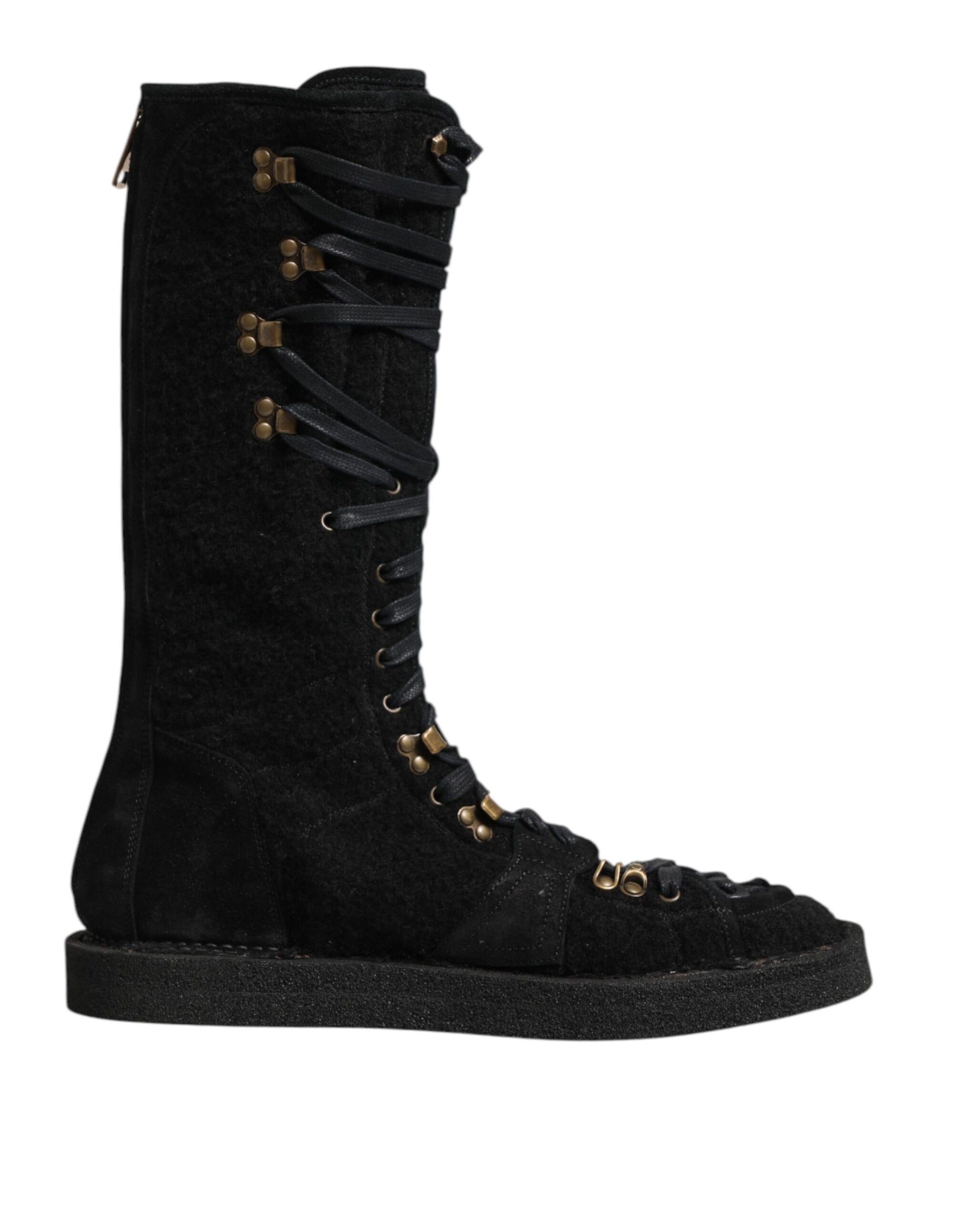 Bottes mi-mollet Dolce & Gabbana en laine d'alpaga noire et daim