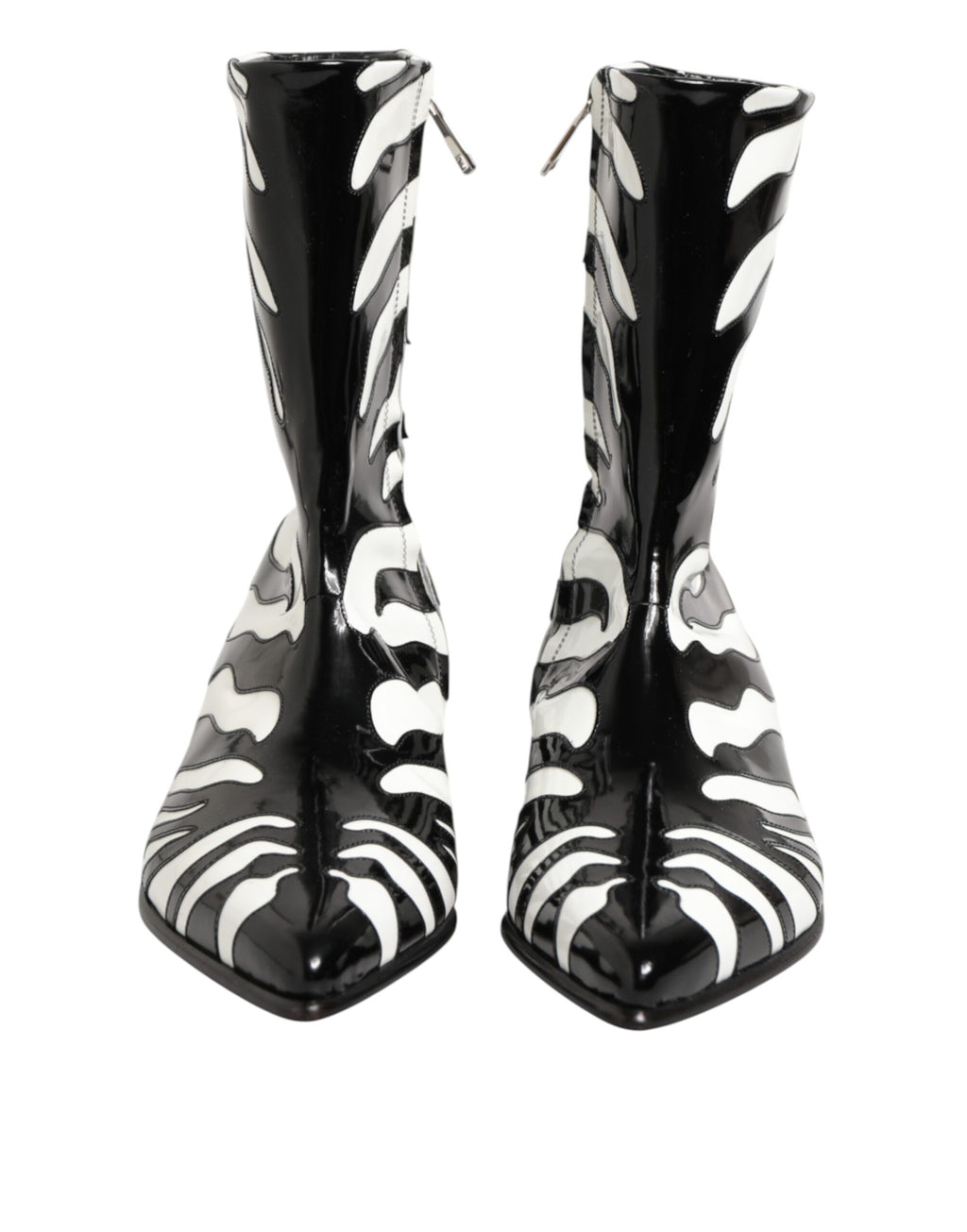 Bottes mi-mollet Dolce & Gabbana en cuir zébré noir et blanc
