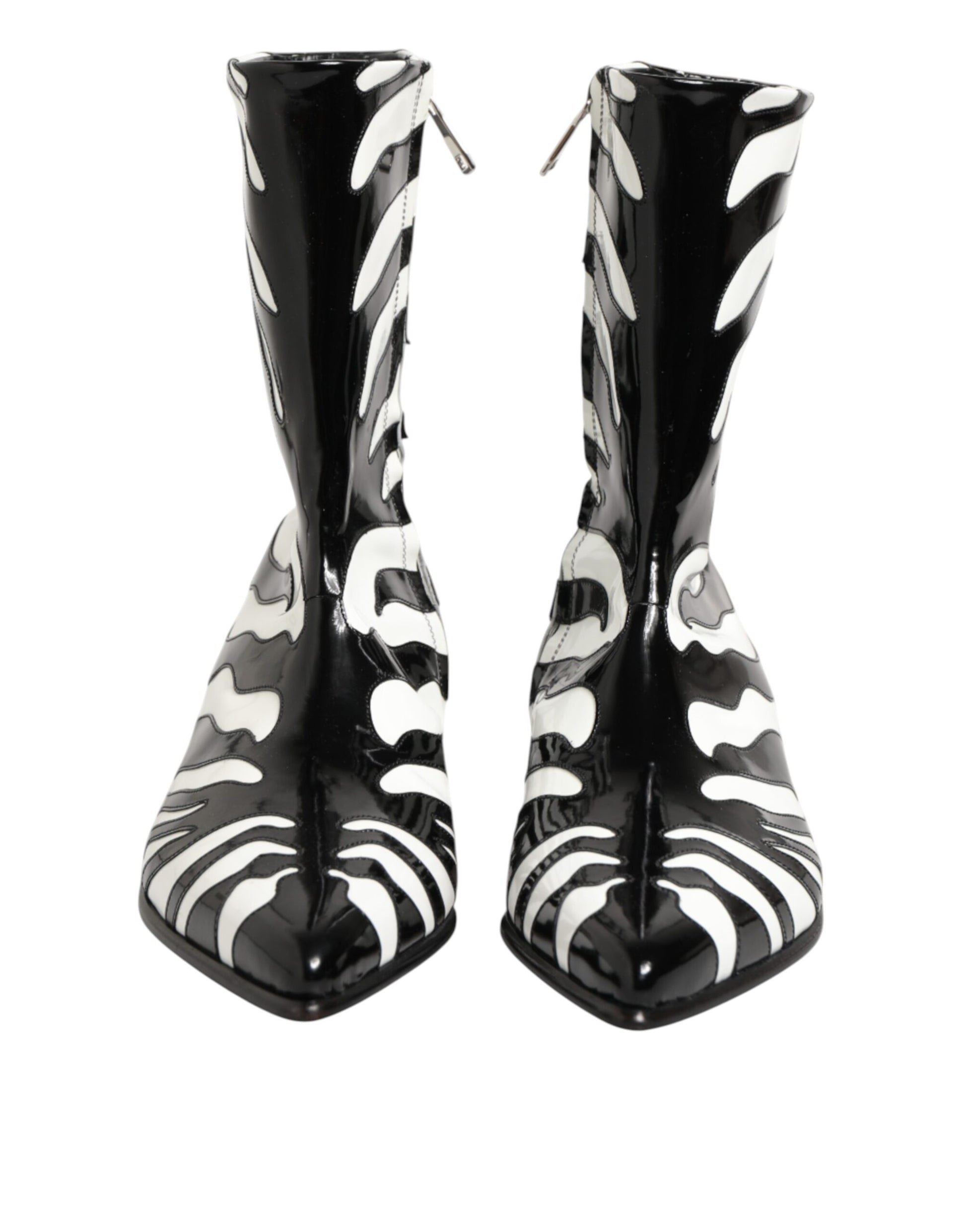 Bottes mi-mollet Dolce & Gabbana en cuir zébré noir et blanc