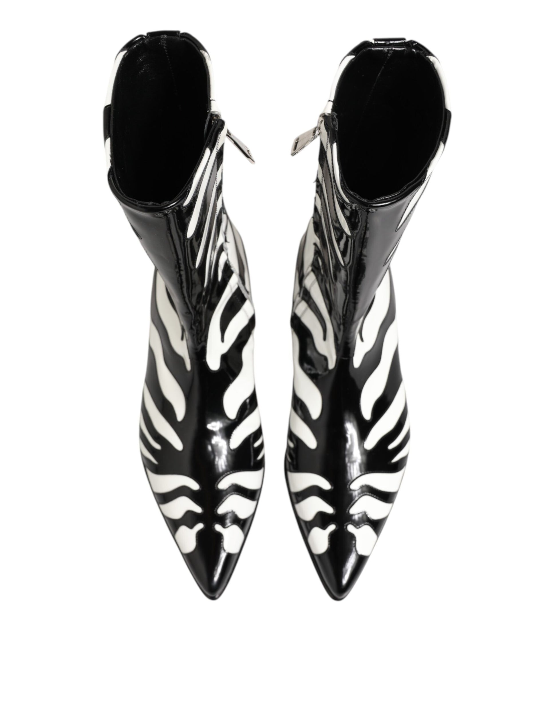 Bottes mi-mollet Dolce & Gabbana en cuir zébré noir et blanc