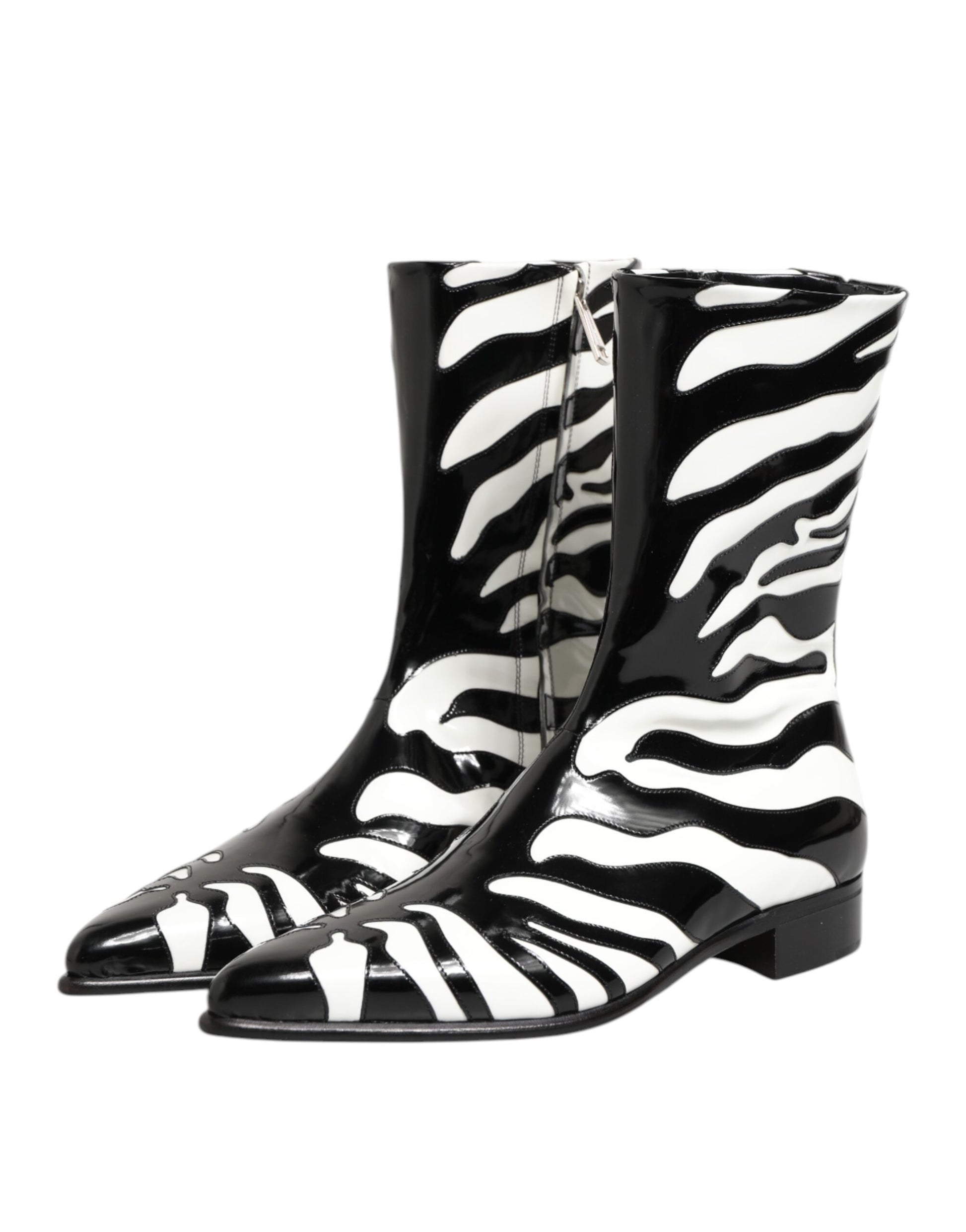 Bottes mi-mollet Dolce & Gabbana en cuir zébré noir et blanc
