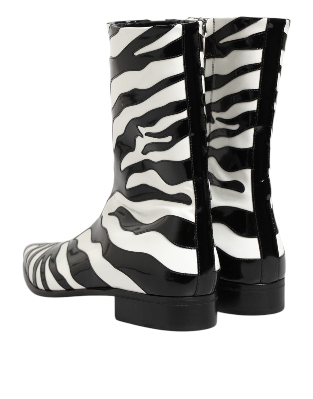 Bottes mi-mollet Dolce & Gabbana en cuir zébré noir et blanc