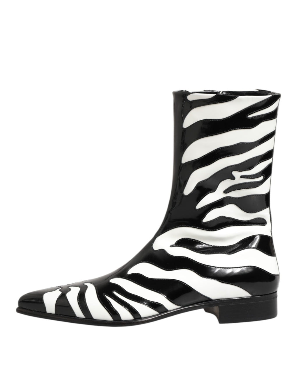 Bottes mi-mollet Dolce & Gabbana en cuir zébré noir et blanc