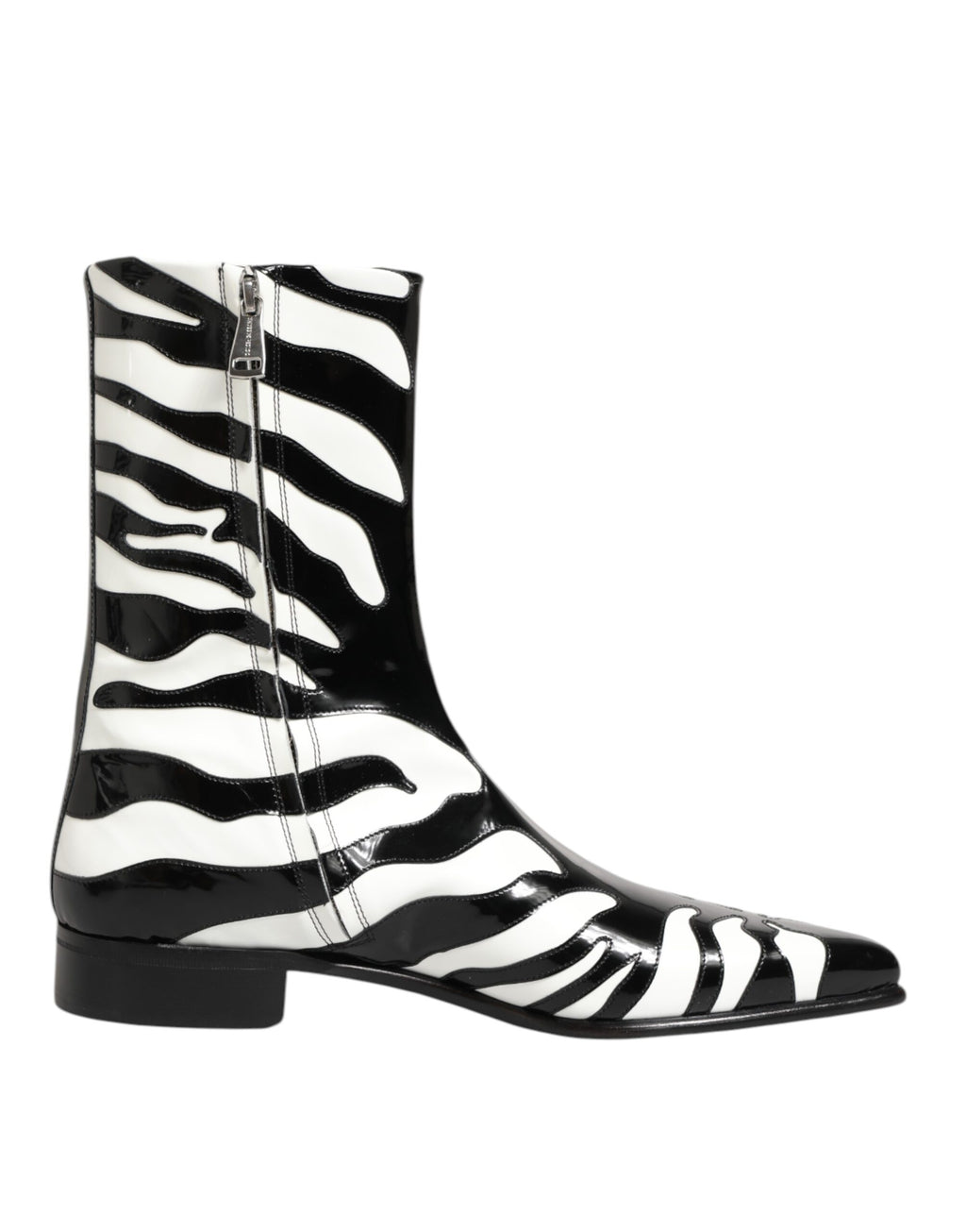 Bottes mi-mollet Dolce & Gabbana en cuir zébré noir et blanc