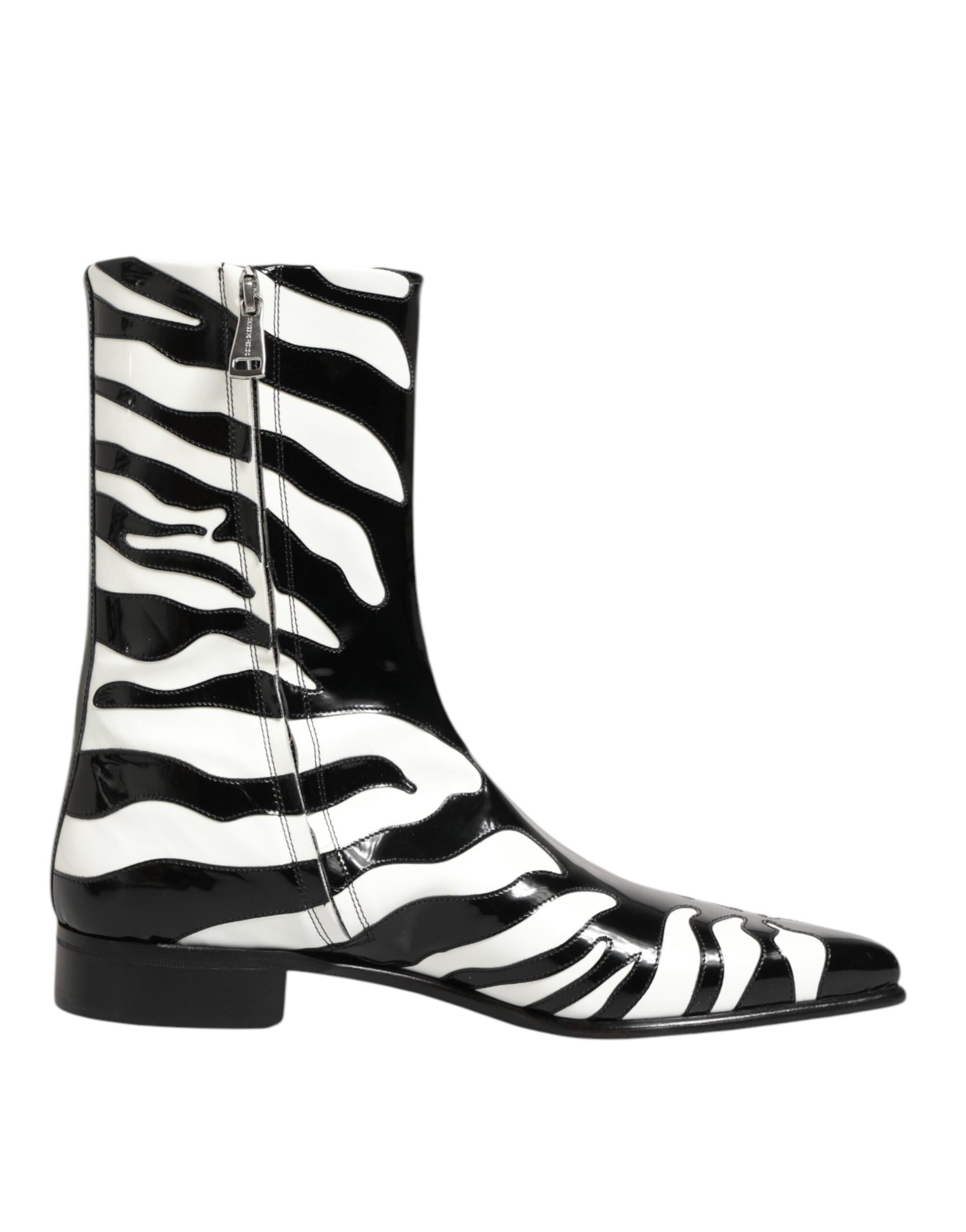 Bottes mi-mollet Dolce & Gabbana en cuir zébré noir et blanc
