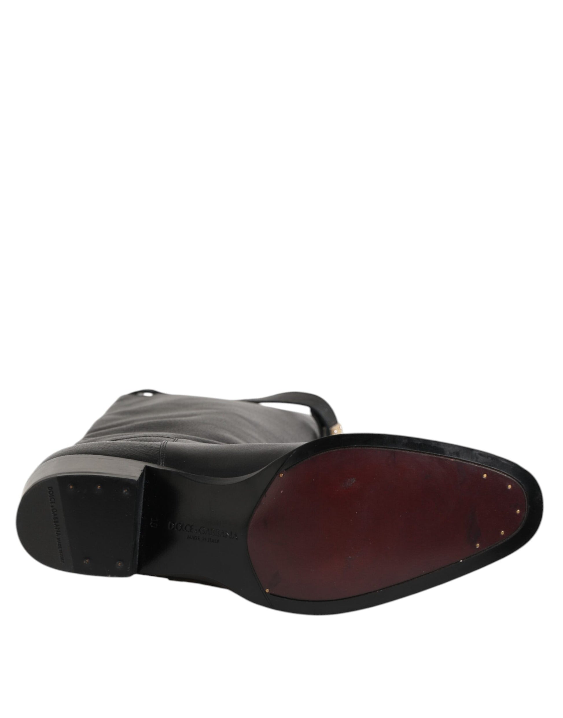 Dolce & Gabbana Black Logo Plaque Over The Calf Boots Shoes