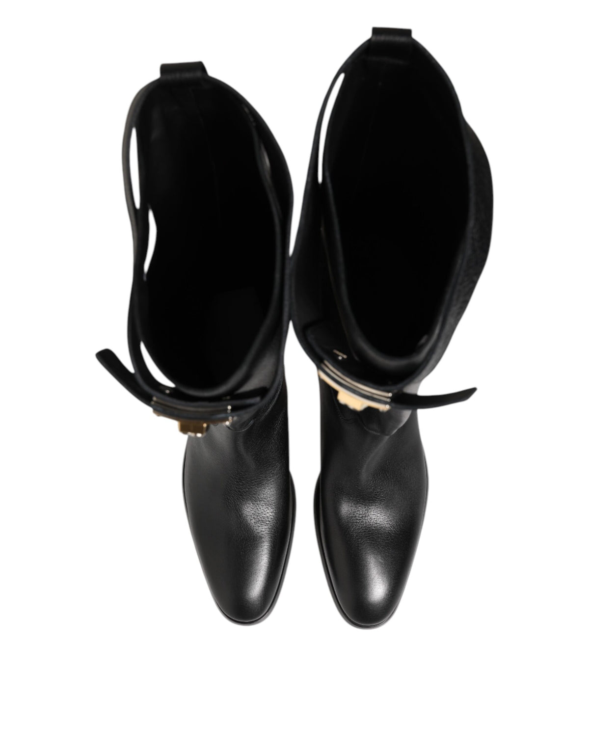 Dolce & Gabbana Schwarze kniehohe Stiefel mit Logo-Plakette