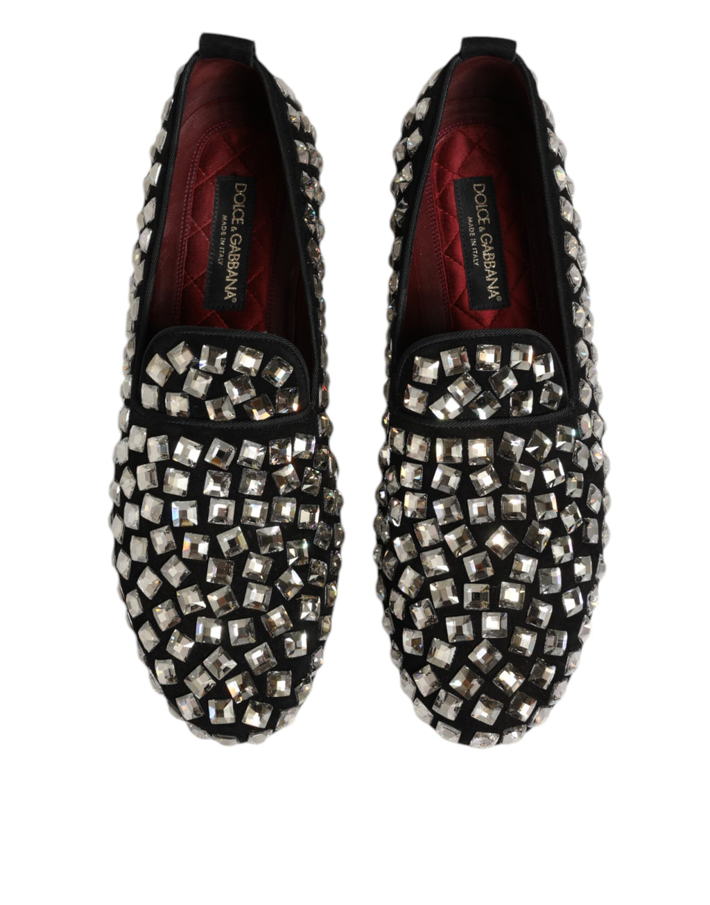 Dolce & Gabbana Black Suede Crystals Loafers Men Dress Shoes