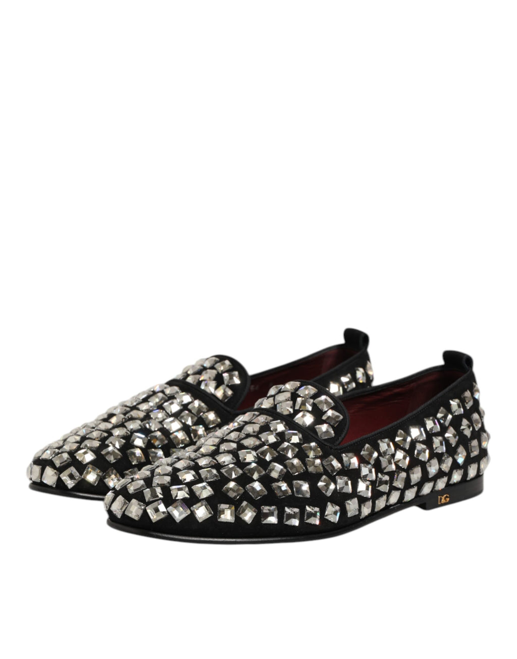 Dolce & Gabbana Black Suede Crystals Loafers Men Dress Shoes