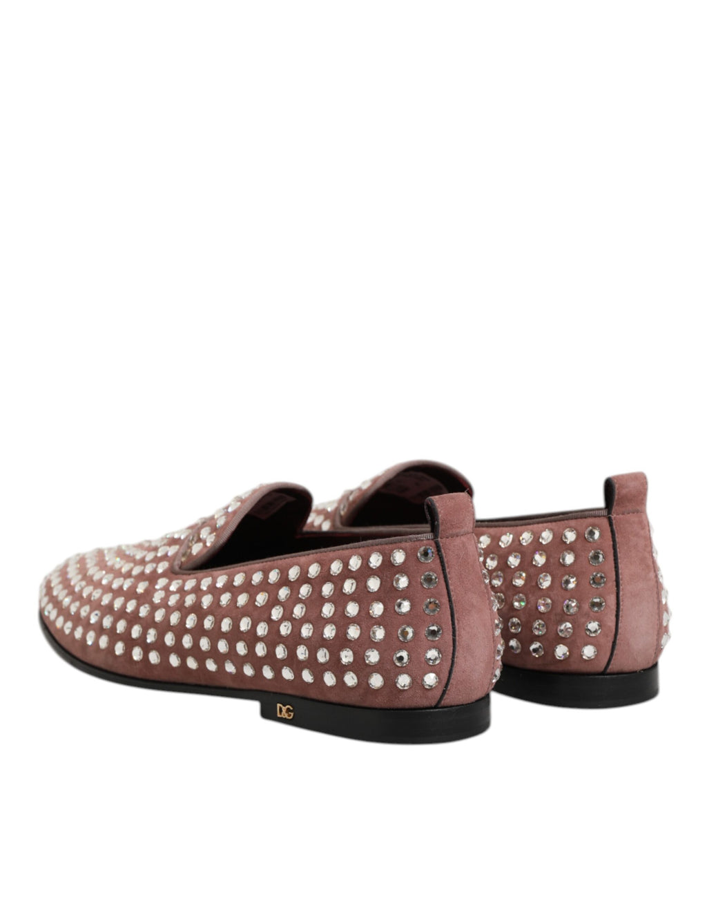 Dolce & Gabbana Pink Suede Crystals Loafers Men Dress Shoes