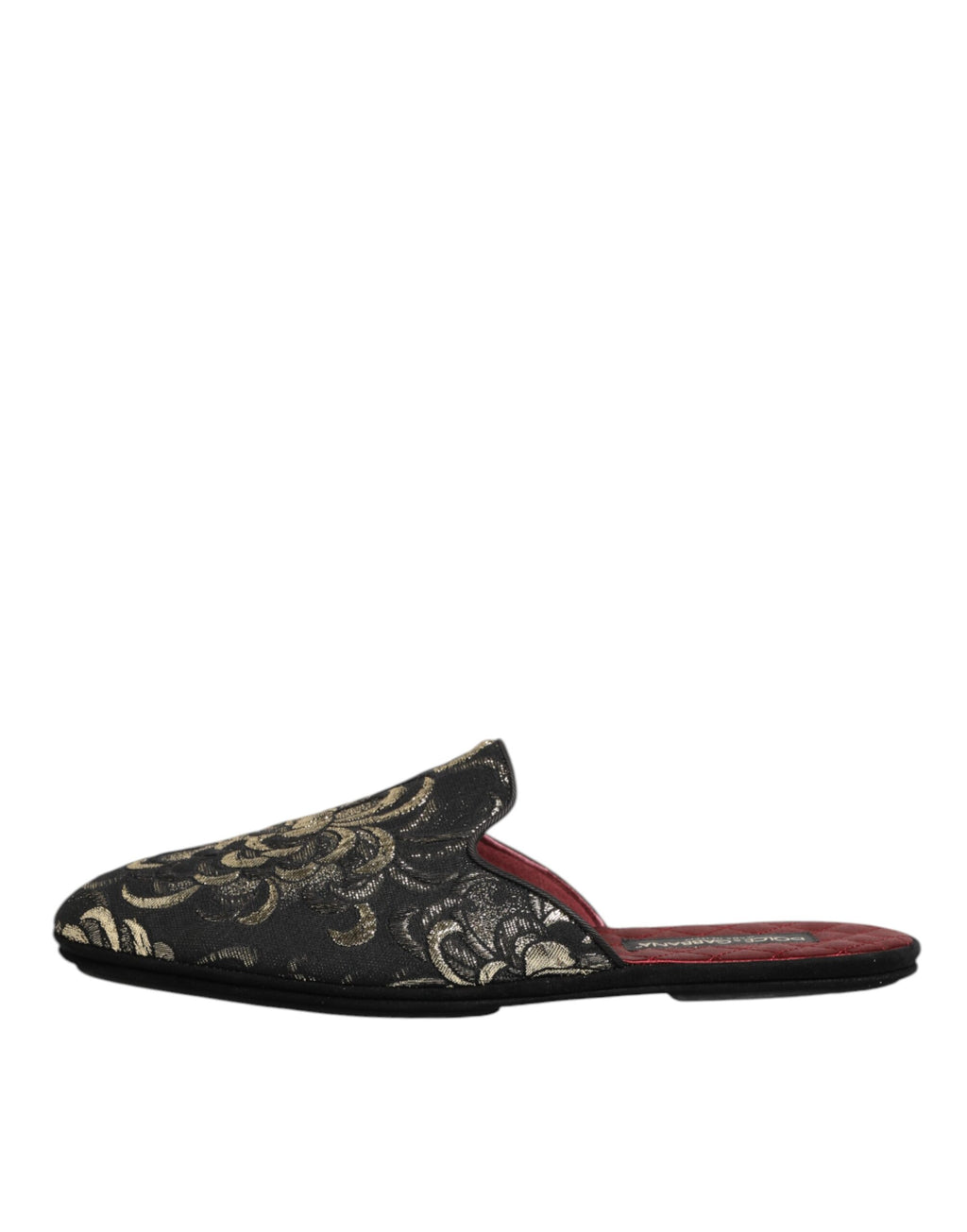 Dolce & Gabbana Black Floral Jacquard Slides Slippers Shoes