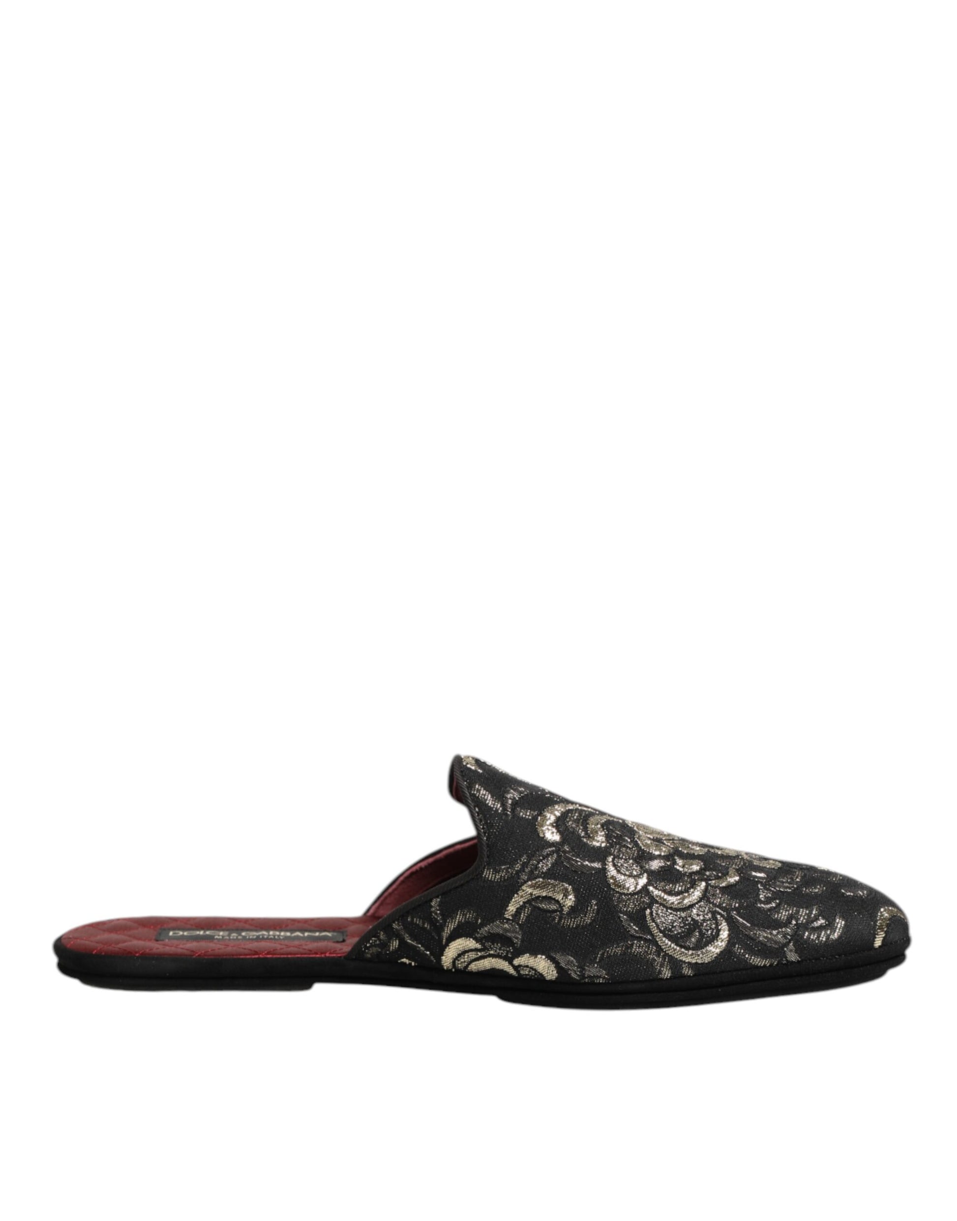 Chaussons Dolce & Gabbana noirs en jacquard floral