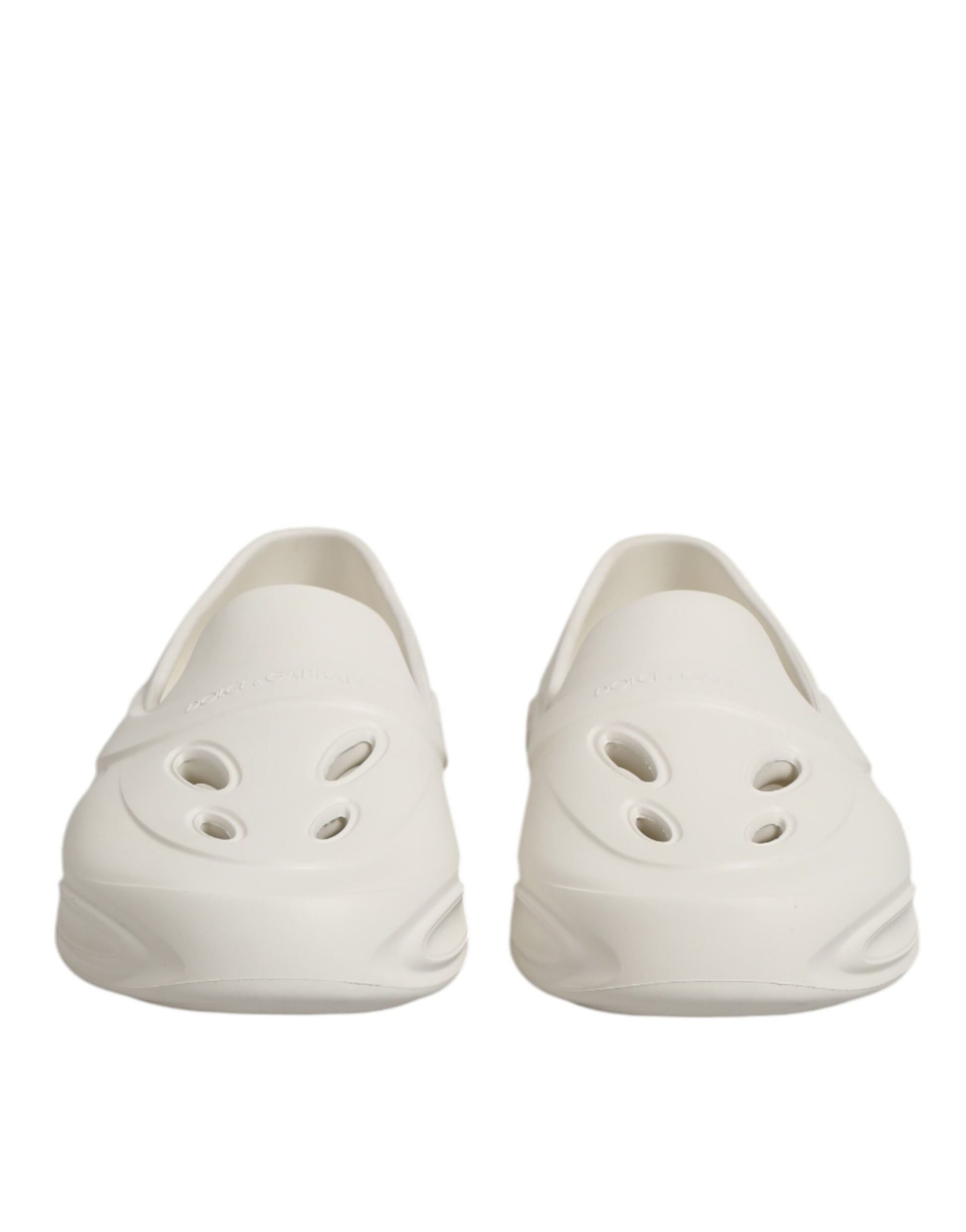 Dolce & Gabbana White Rubber Slides Low Top Sneakers Shoes