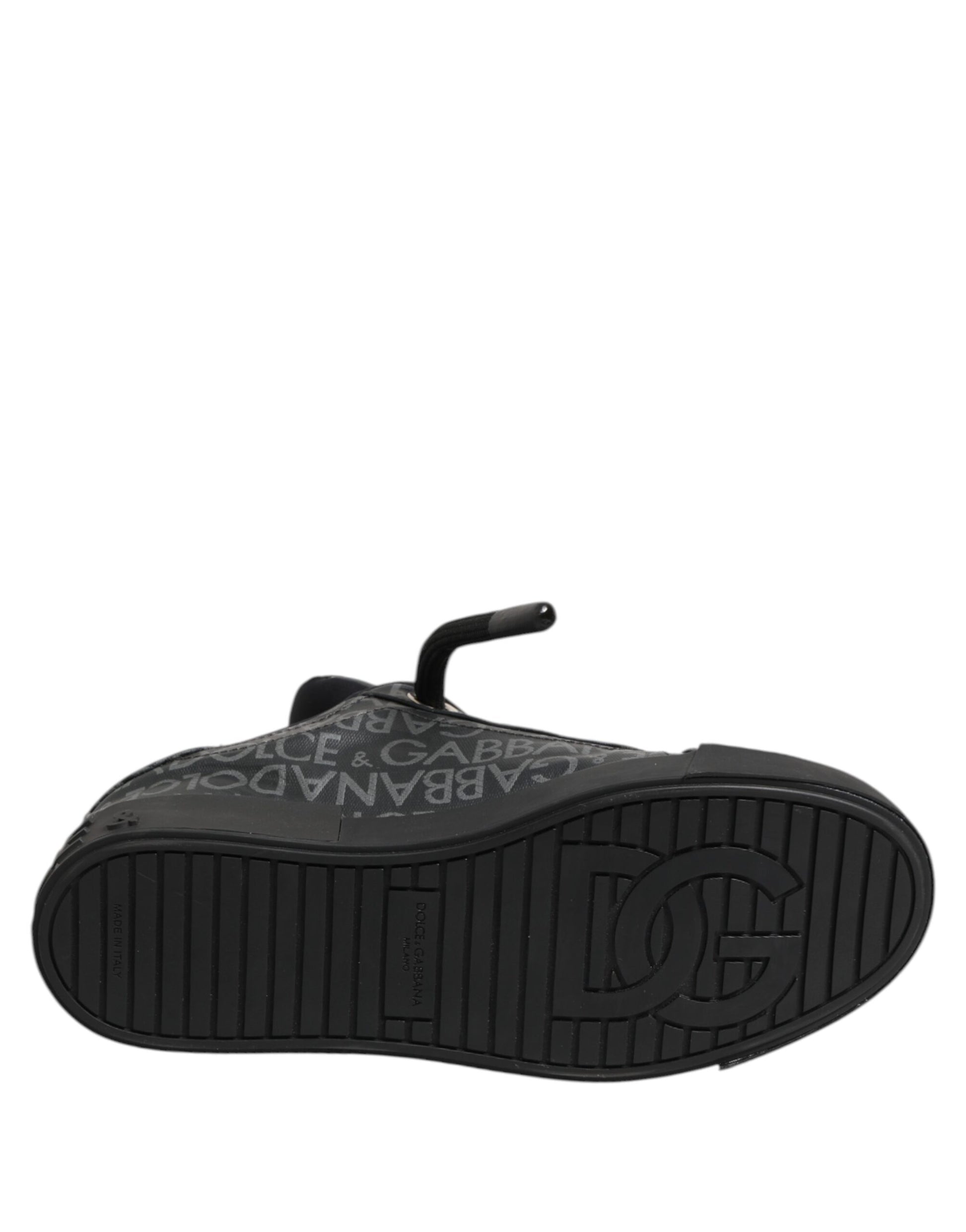 Dolce & Gabbana Black Cotton Denim Logo Low Top Sneakers  Shoes