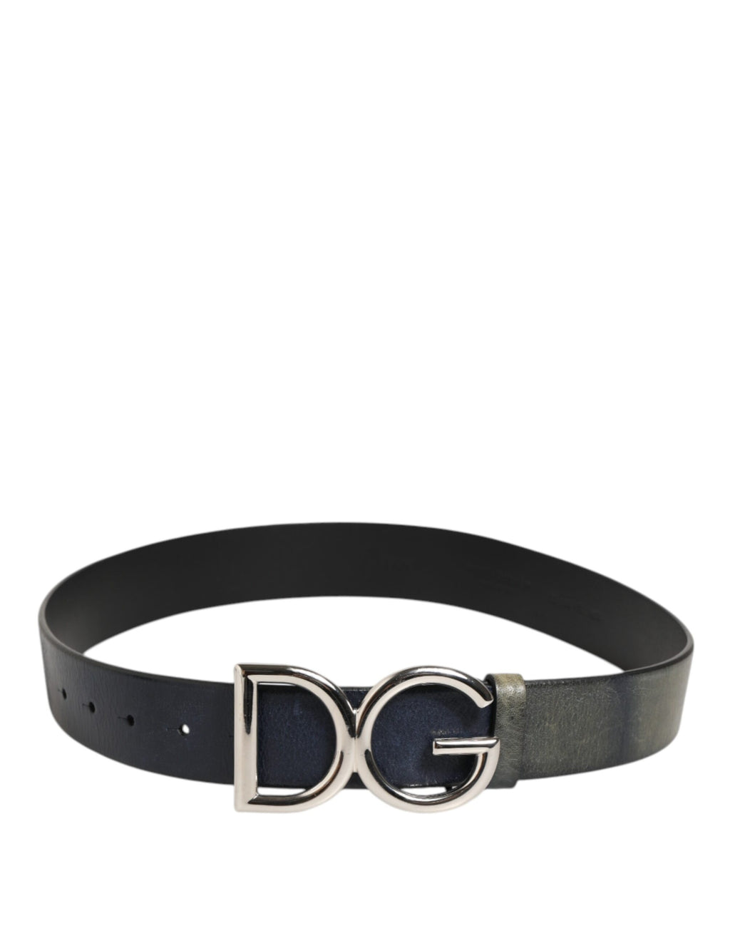 Dolce & Gabbana Black Classic Silver Metal DG Logo Buckle Belt