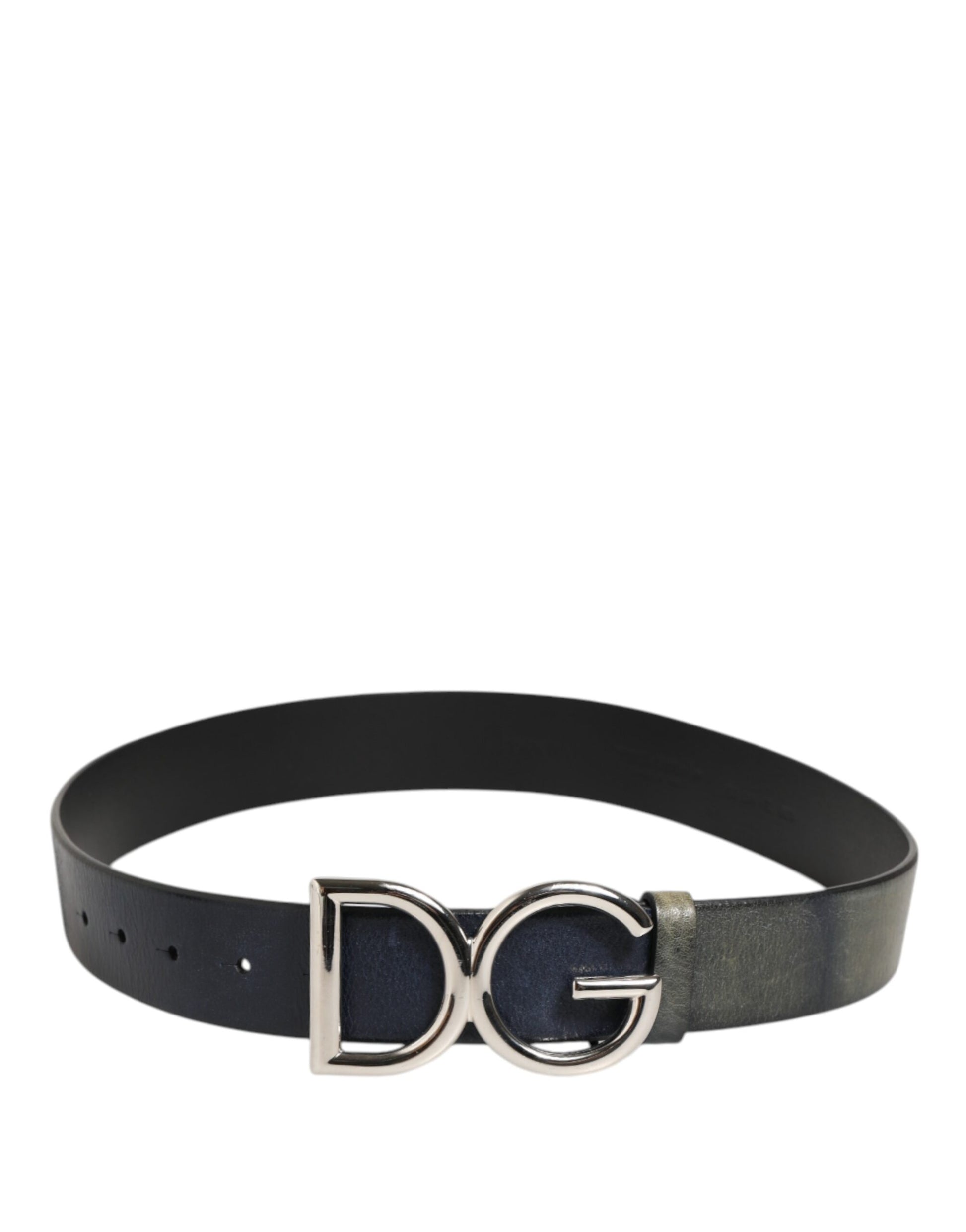 Dolce & Gabbana Black Classic Silver Metal DG Logo Buckle Belt