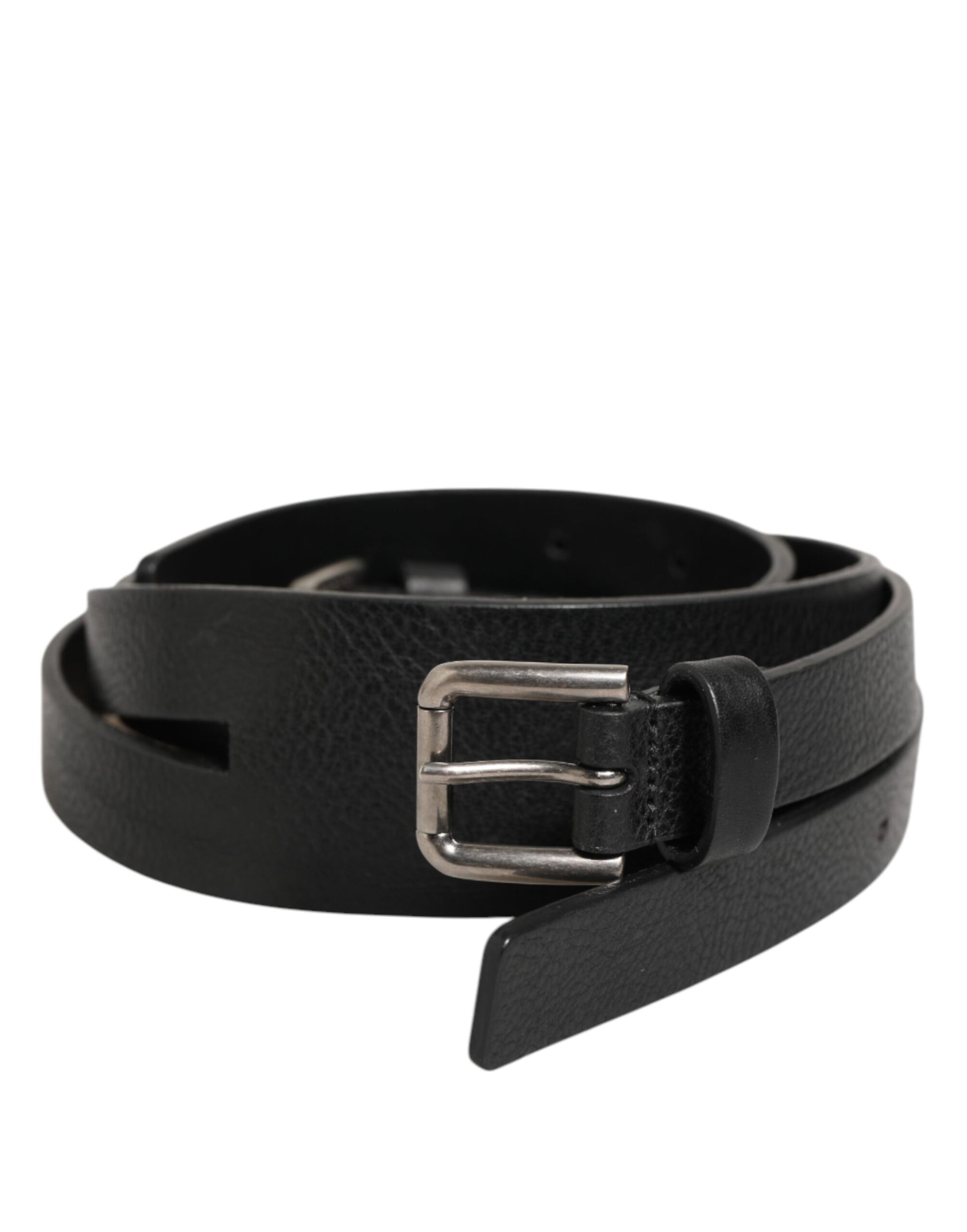 Ceinture Dolce & Gabbana en cuir noir à double sangle et boucle dorée