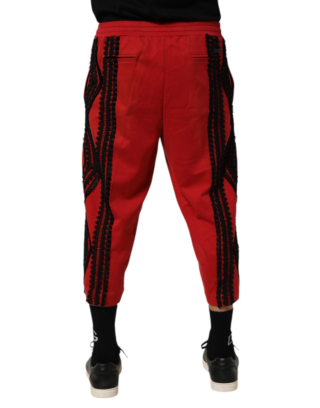 Pantalon décontracté court brodé rouge Dolce & Gabbana