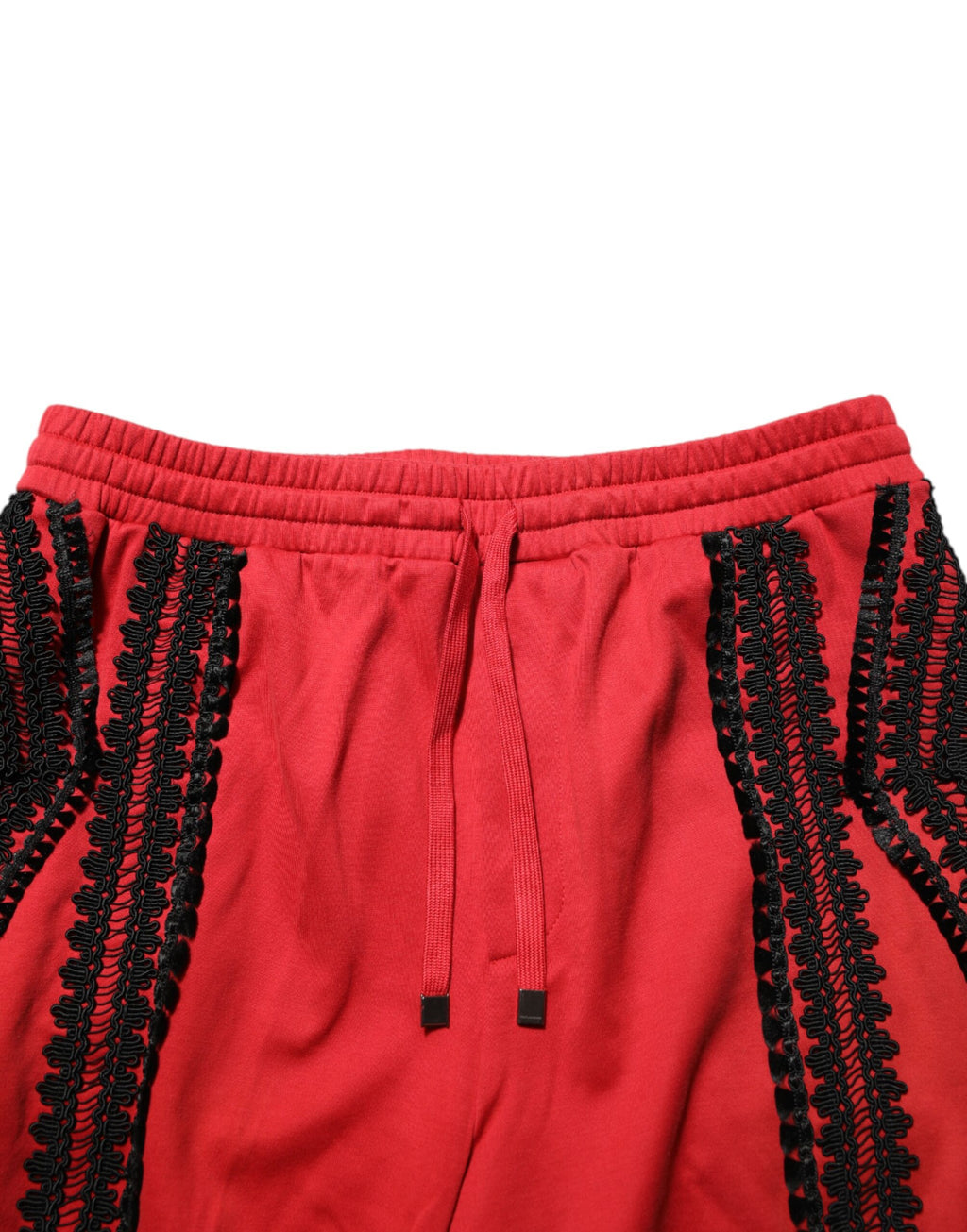 Pantalon décontracté court brodé rouge Dolce & Gabbana