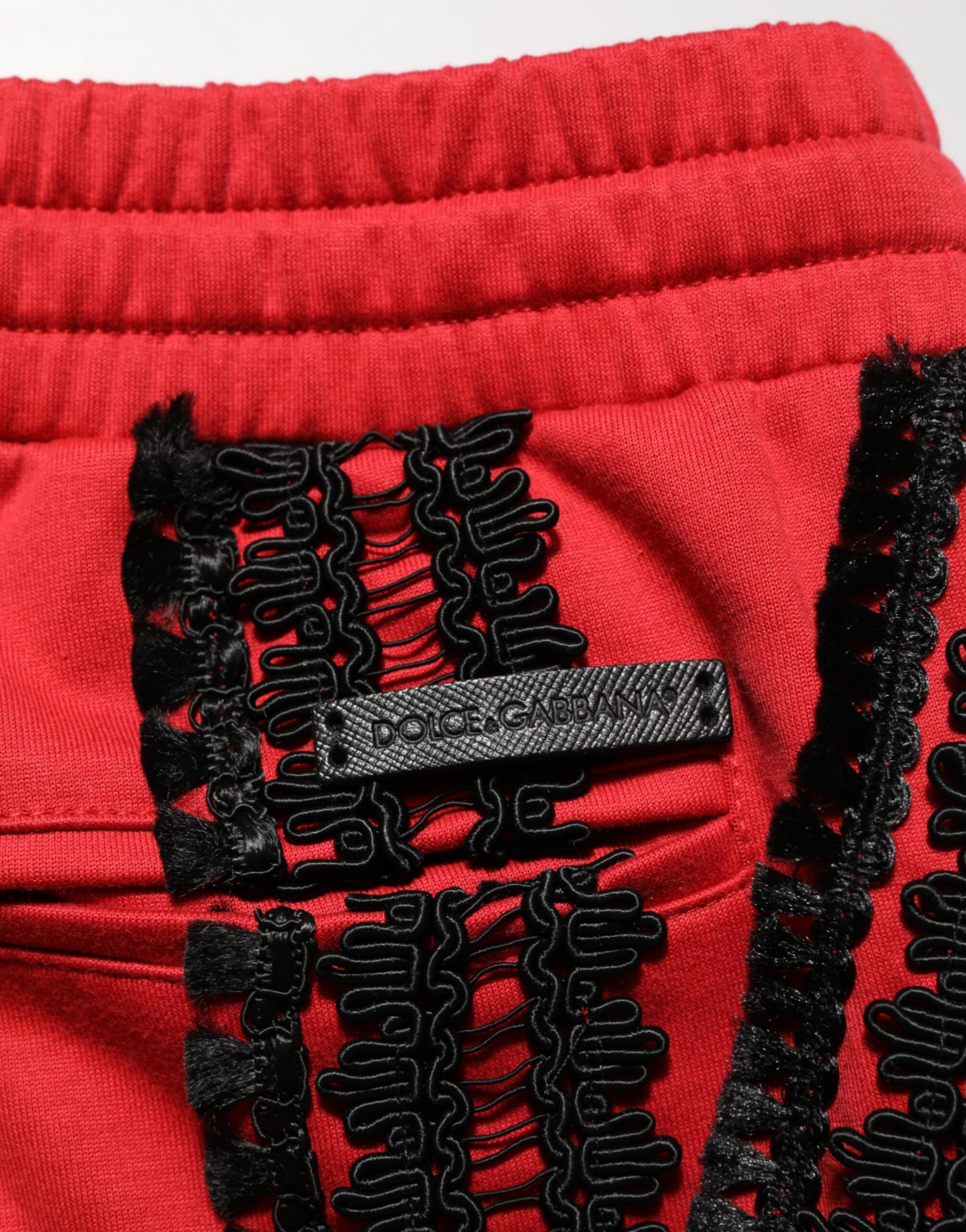 Pantalon décontracté court brodé rouge Dolce & Gabbana