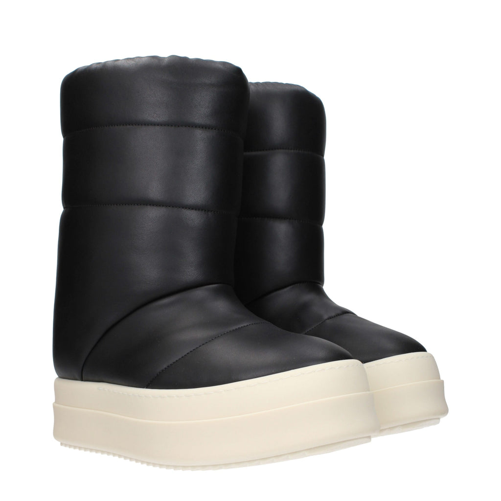 Rick Owens Black Leather Ankle Boots