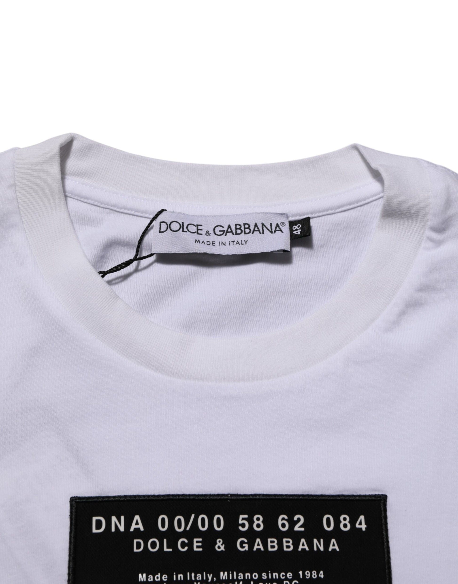 T-shirt Dolce & Gabbana en coton blanc à col rond avec logo imprimé pour homme