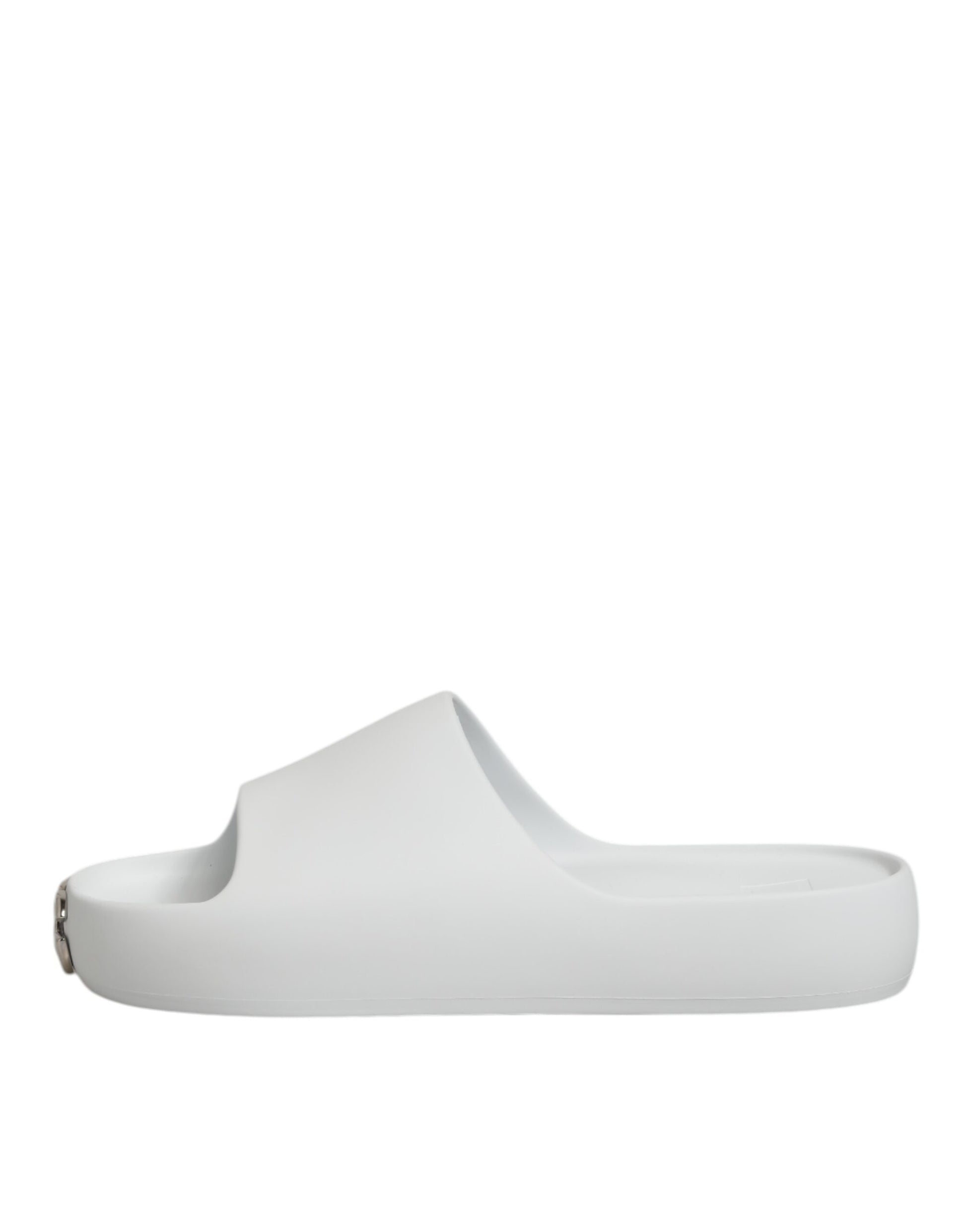 Dolce & Gabbana White Logo Slides Sandals Men Beachwear Shoes