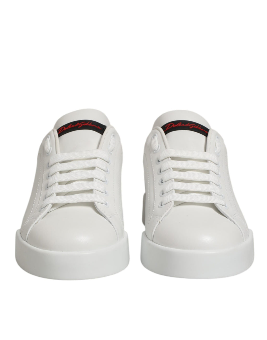 Dolce & Gabbana White Leather Lace Up Low Top Sneakers Shoes