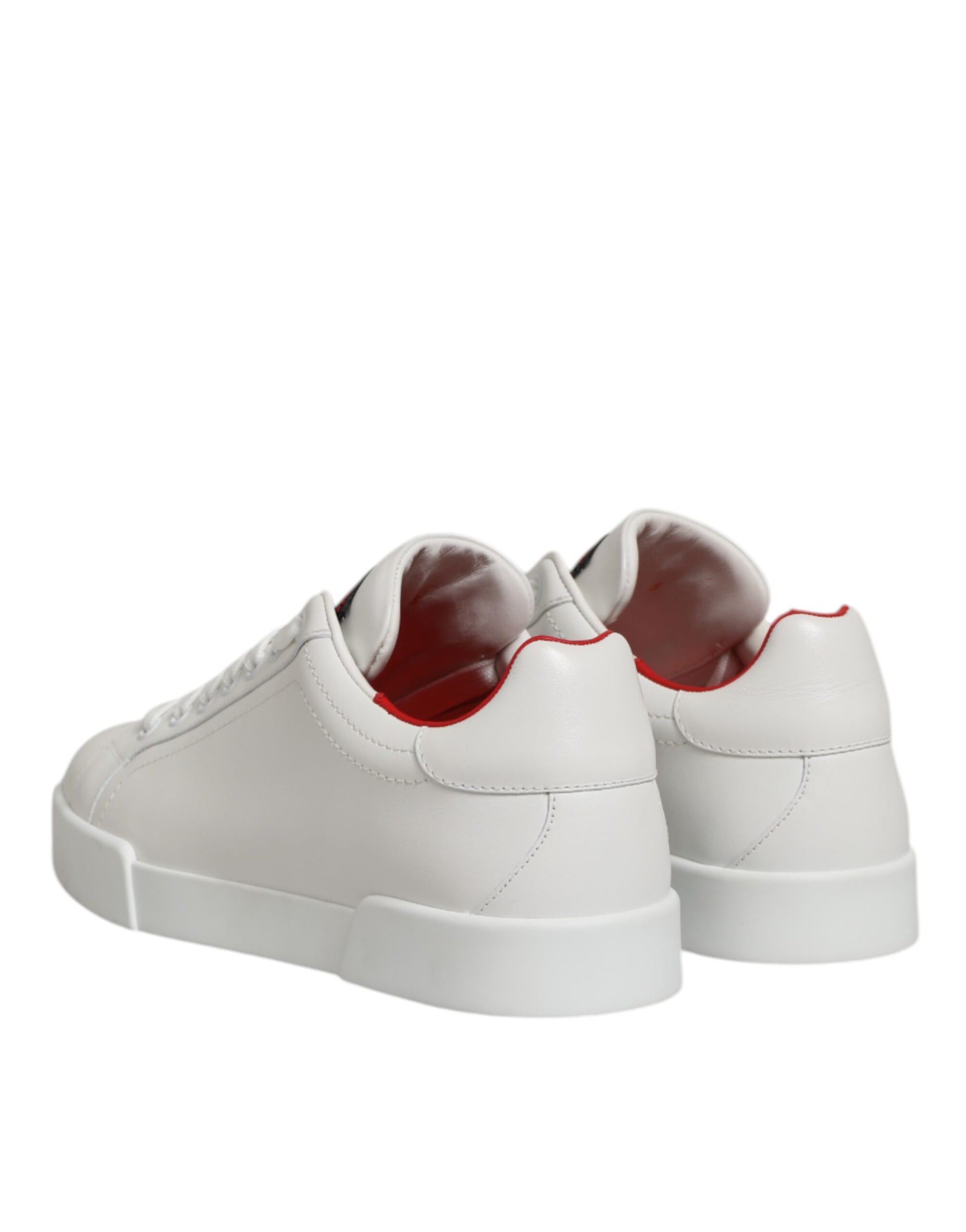 Dolce & Gabbana White Leather Lace Up Low Top Sneakers Shoes