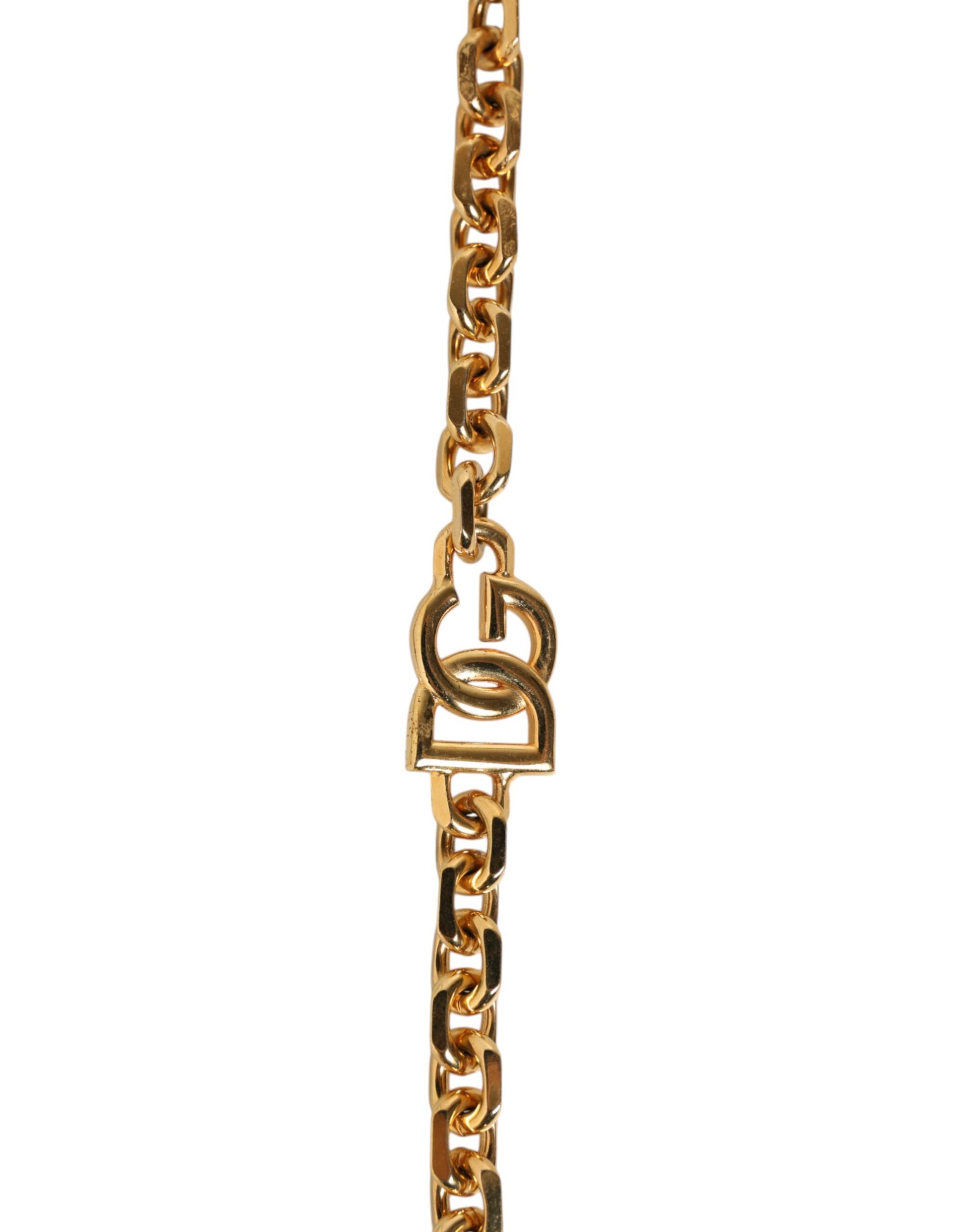 Dolce & Gabbana Black Leather Gold Chain Bag Accessory Shoulder Strap