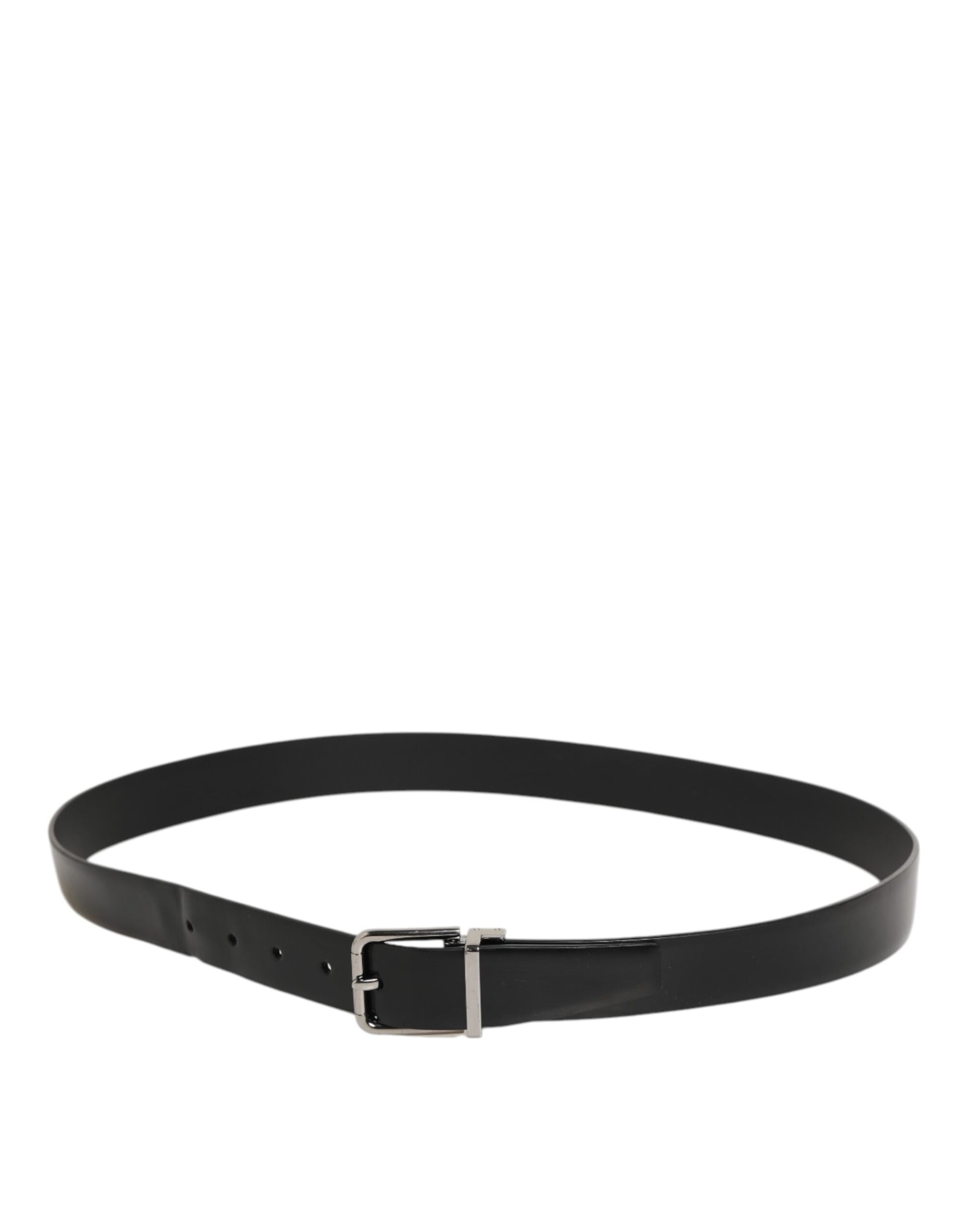 Dolce & Gabbana Black Leather Classic Metal Buckle Men Belt
