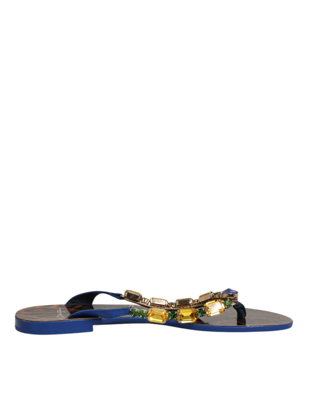 Dolce & Gabbana Blue Crystals Flats Sandals Beachwear Shoes
