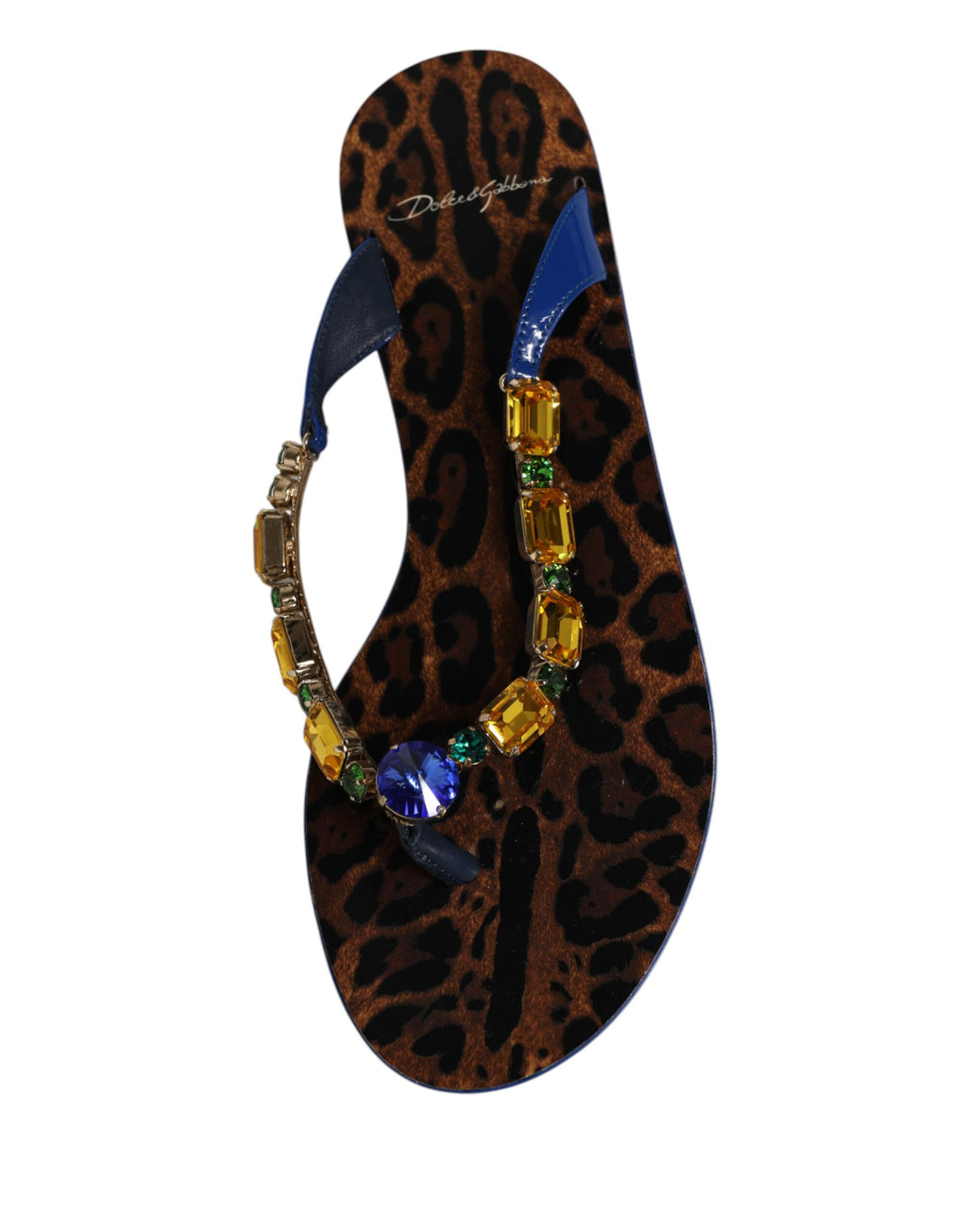 Dolce & Gabbana Blue Crystals Flats Sandals Beachwear Shoes