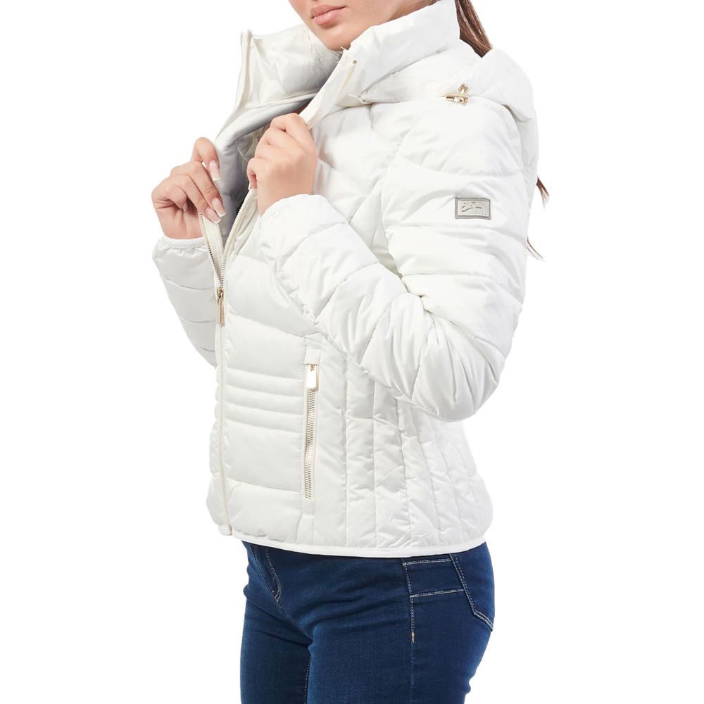 Yes Zee White Polyester Jackets & Coat