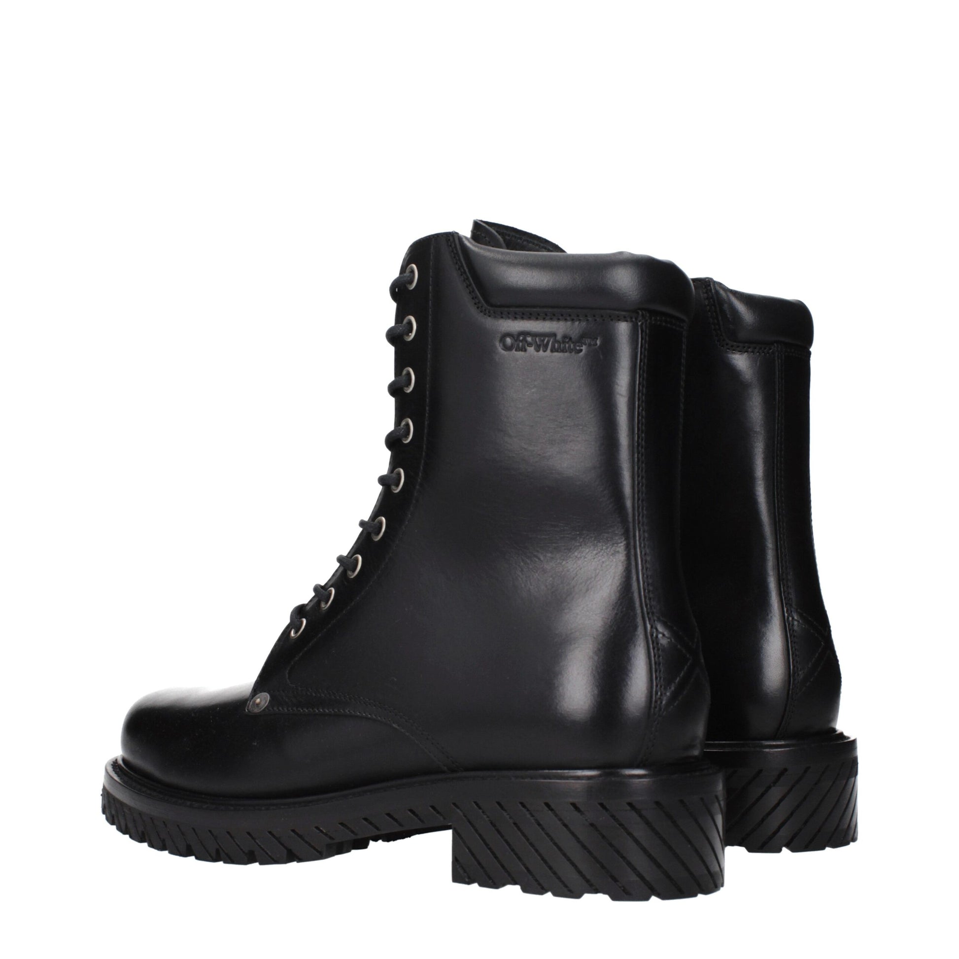 Off-White Black Leather Ankle Boots