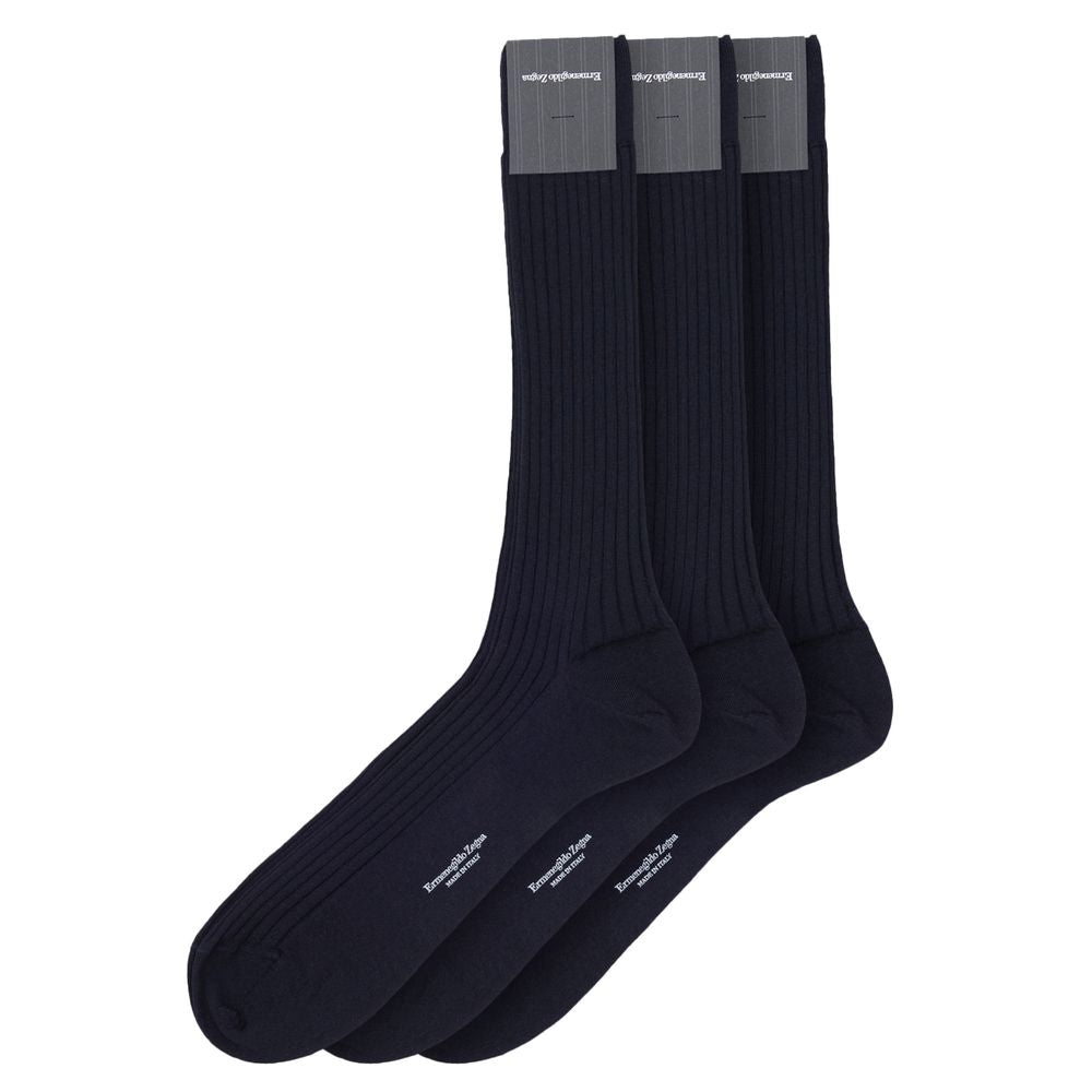 ZEGNA Navy Blue Wool Socks