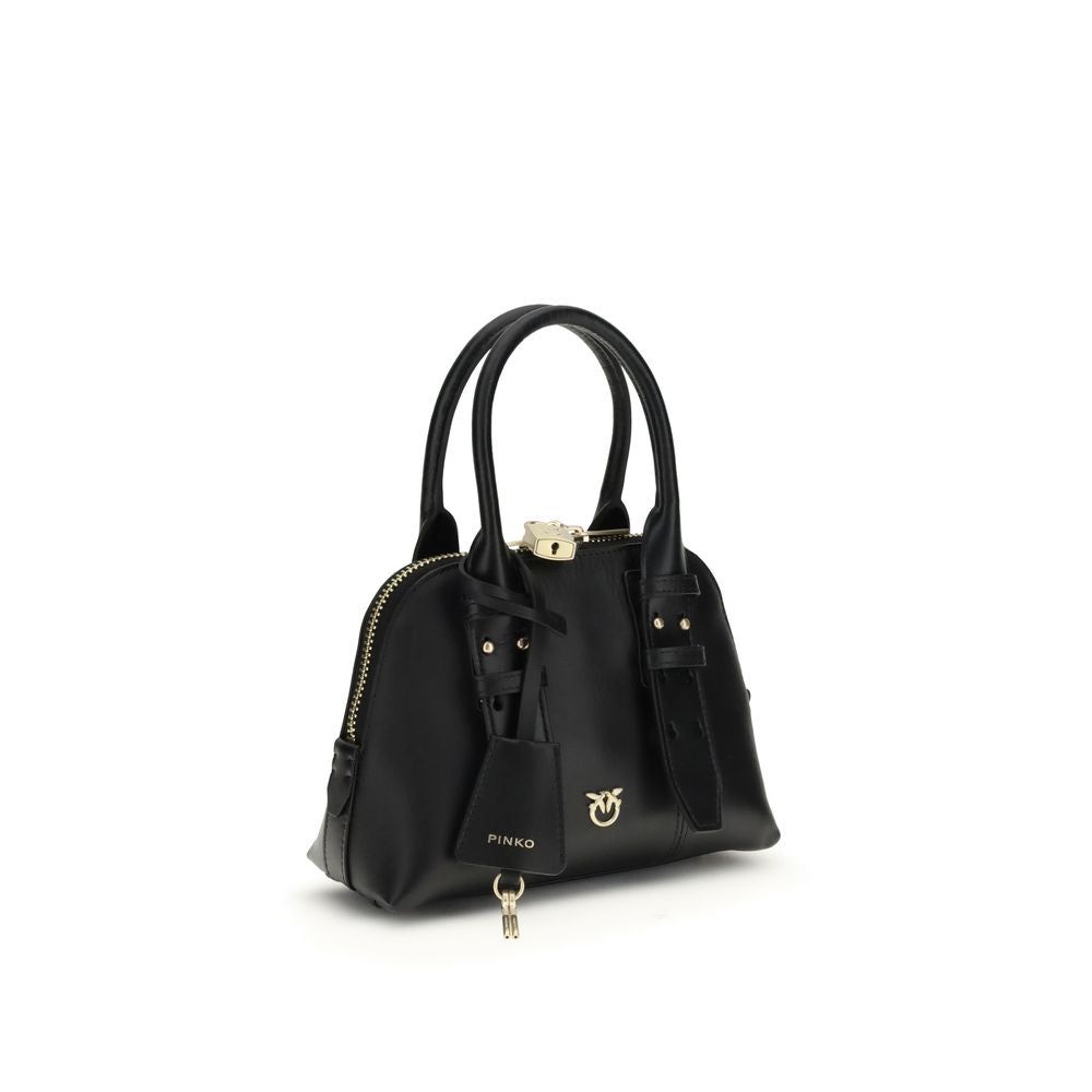 PINKO Black Calf Leather Bos Taurus Handbag