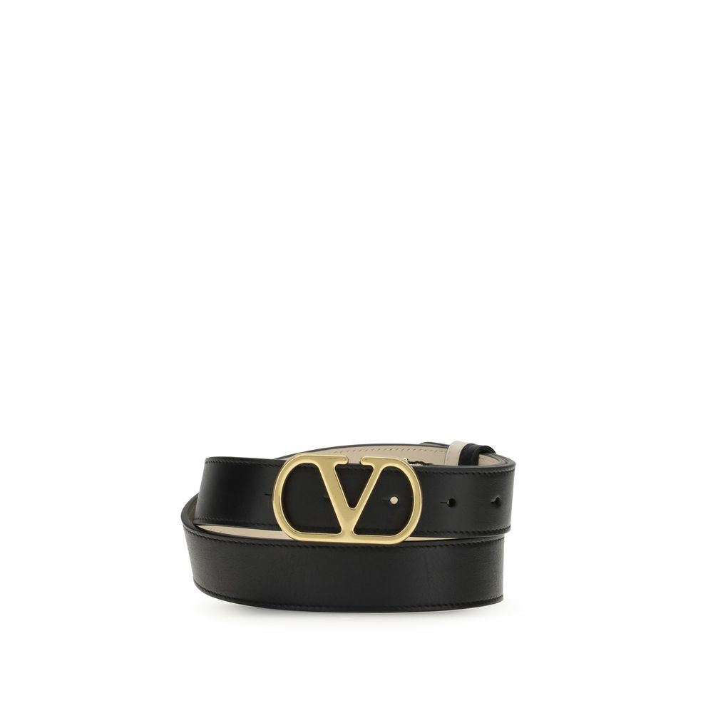 Valentino Garavani Black Calf Leather Bos Taurus Regular Belt