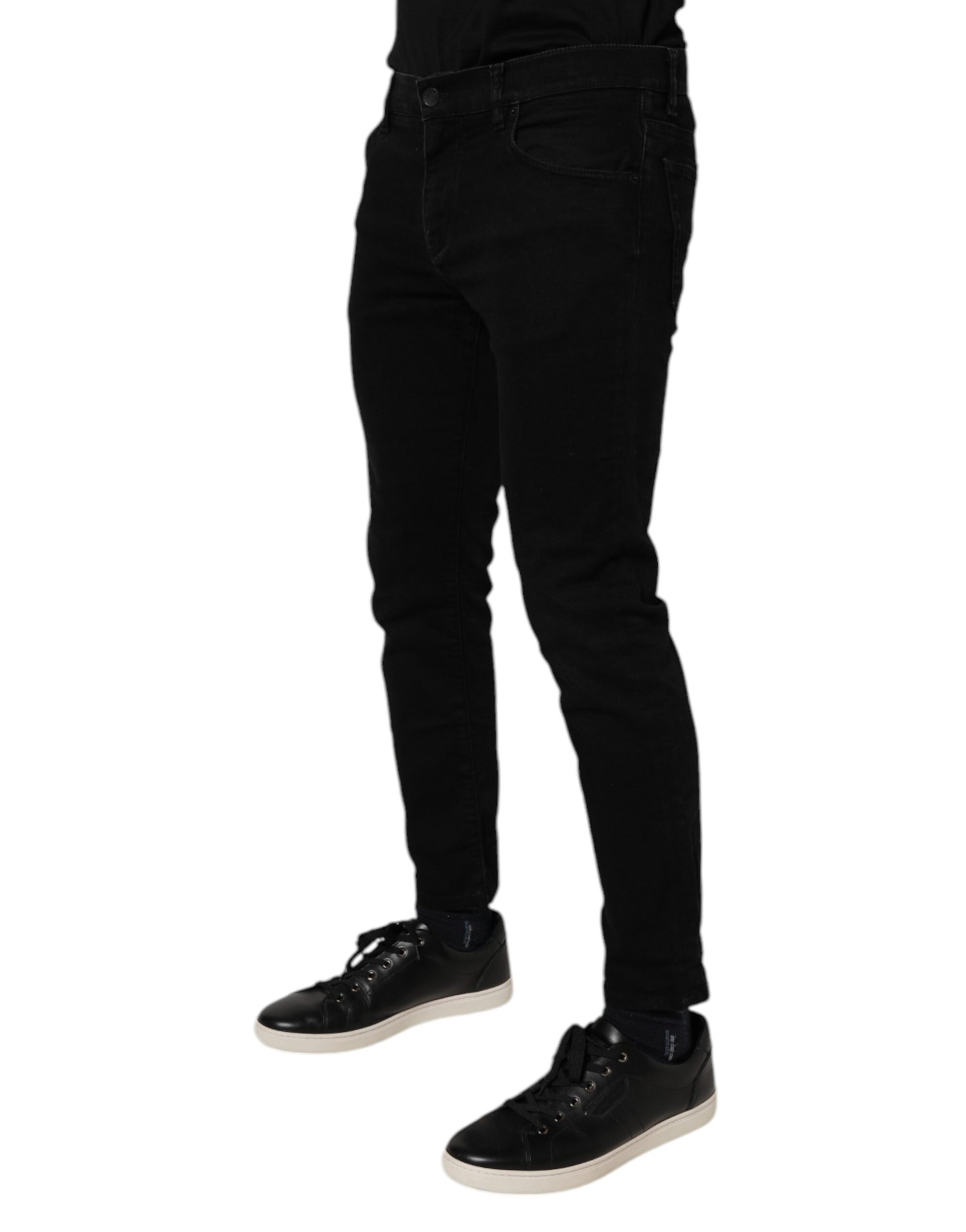 Dolce & Gabbana Black Cotton Stretch Skinny Men Denim Jeans
